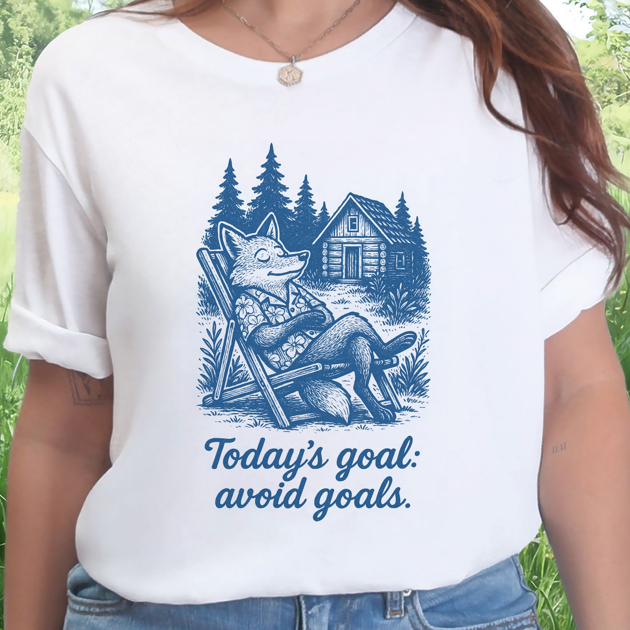 Avoiding Goals Fox Shirt – Funny Cabin Life Hiking Vacation T-Shirt