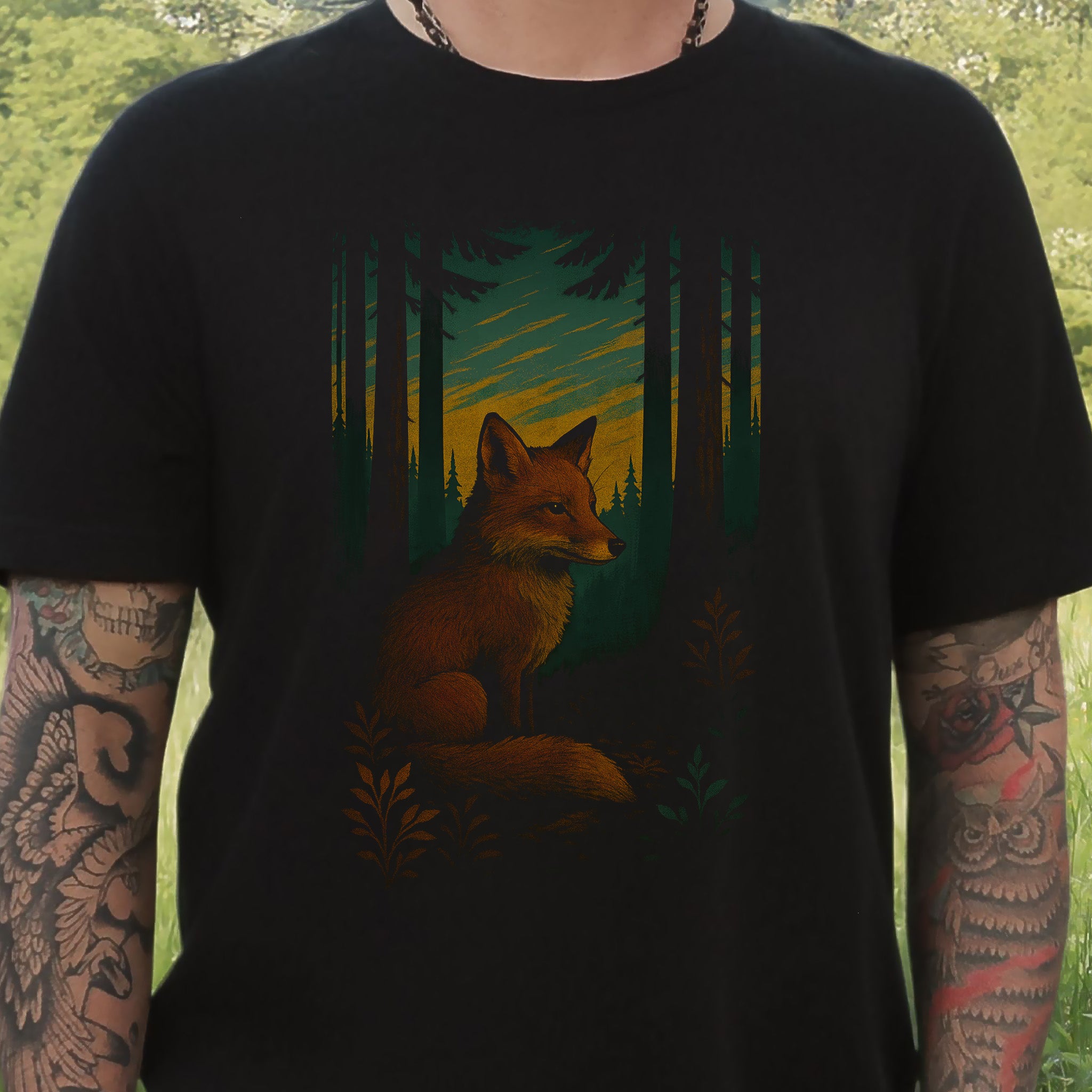 Fox Spirit Animal T-Shirt – Enchanted Forest Twilight Vibes