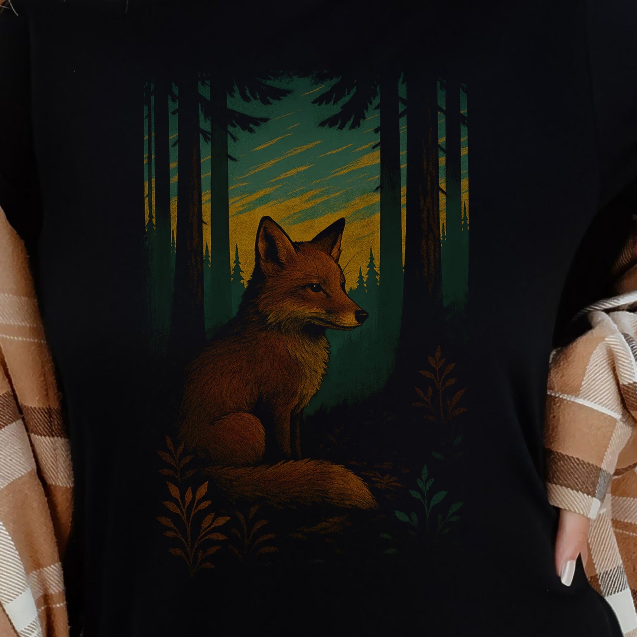 Fox Spirit Animal T-Shirt – Enchanted Forest Twilight Vibes