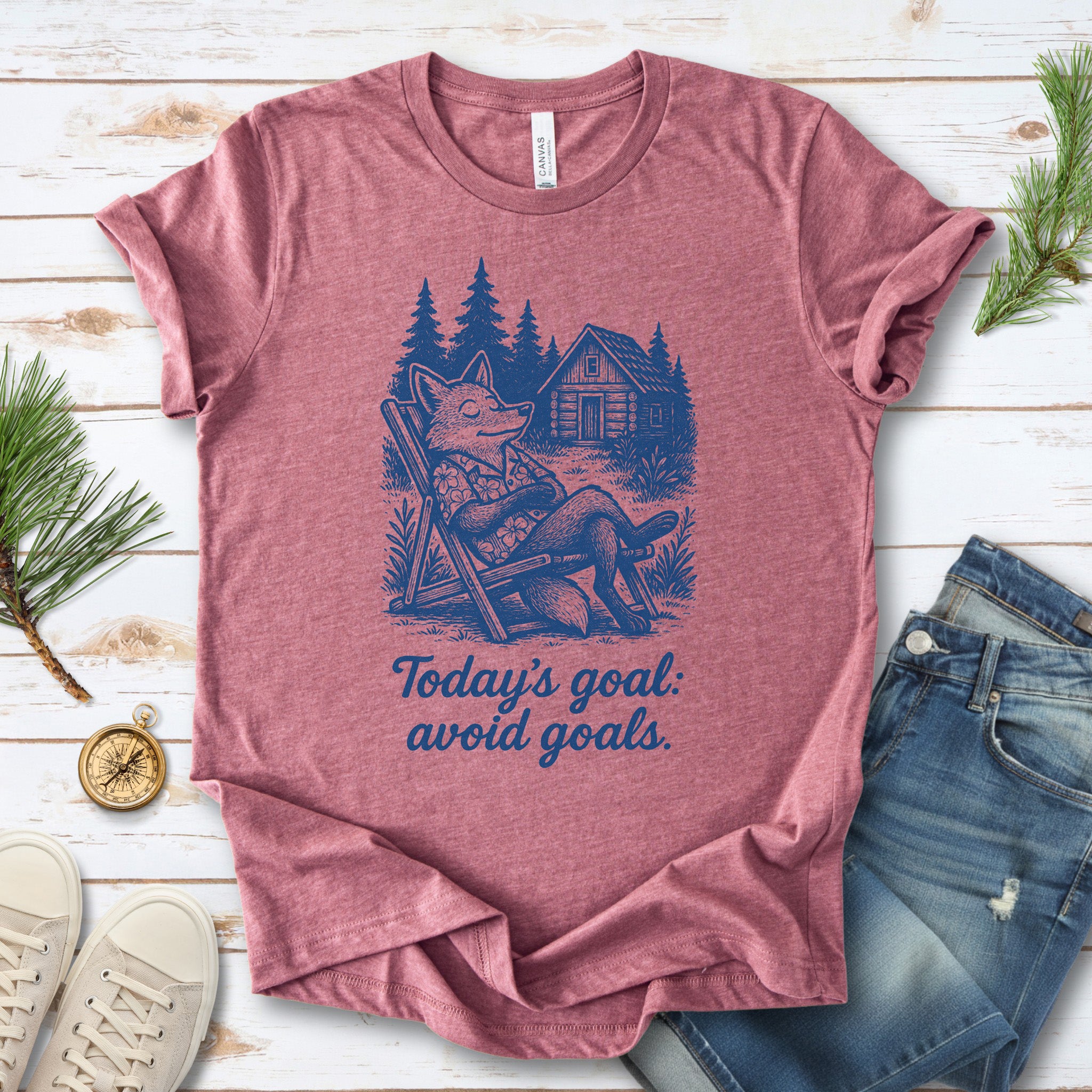 Avoiding Goals Fox Shirt – Funny Cabin Life Hiking Vacation T-Shirt