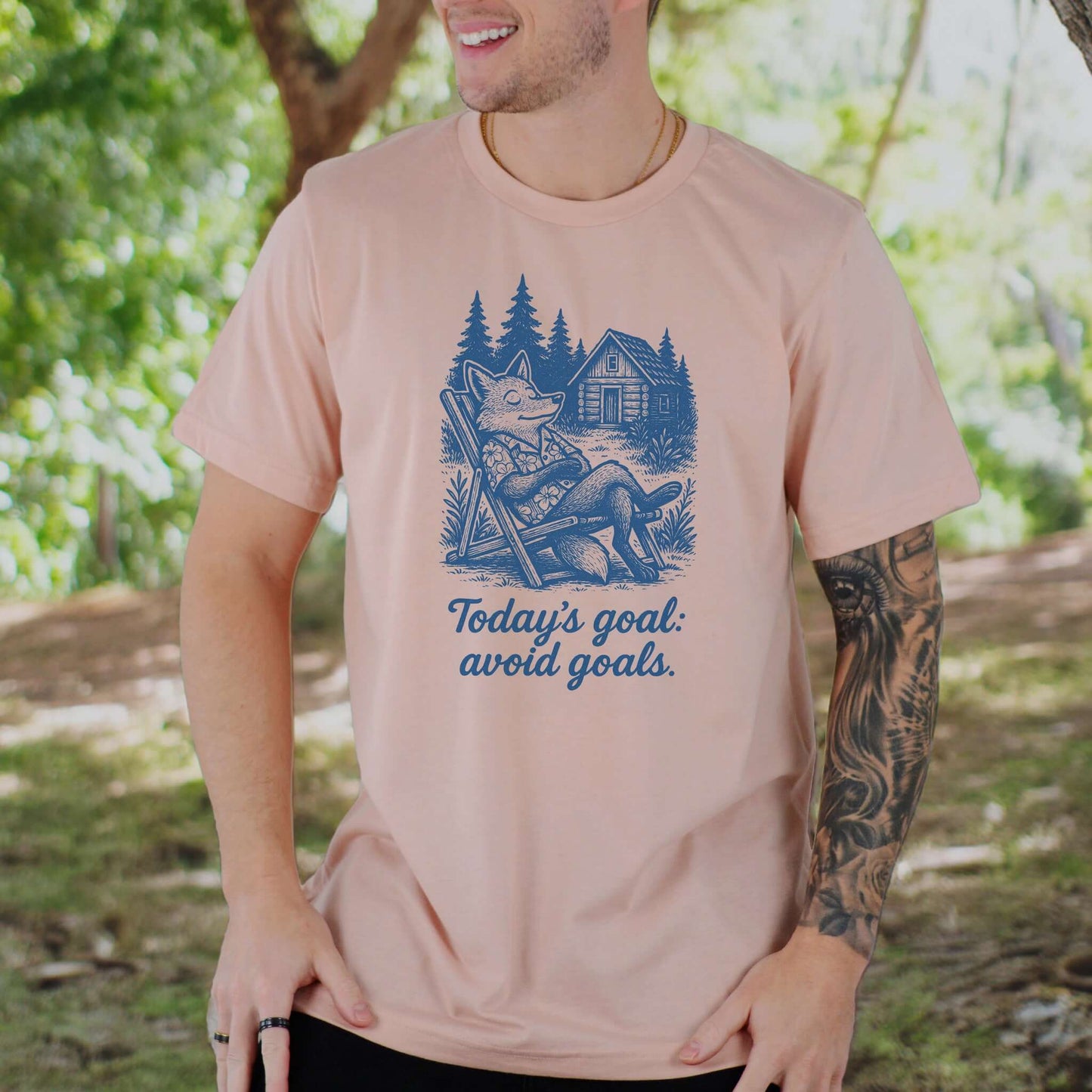 Avoiding Goals Fox Shirt – Funny Cabin Life Hiking Vacation T-Shirt