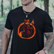 Flame Circle Fox Wizard Fantasy T-Shirt