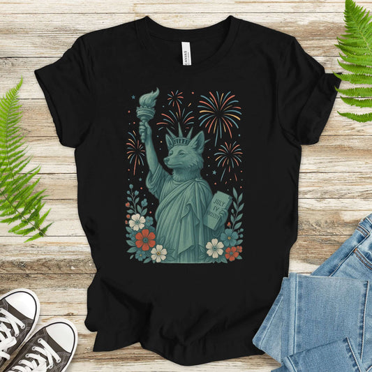 Fox Statue of Liberty 4th of July T-Shirt