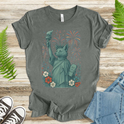 Fox Statue of Liberty 4th of July T-Shirt