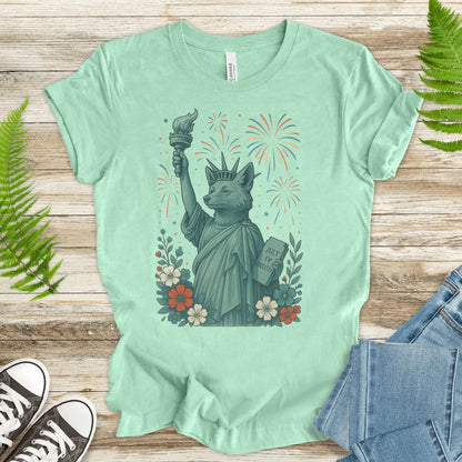 Fox Statue of Liberty 4th of July T-Shirt