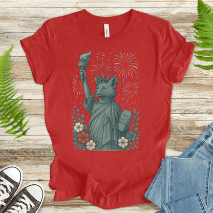 Fox Statue of Liberty 4th of July T-Shirt