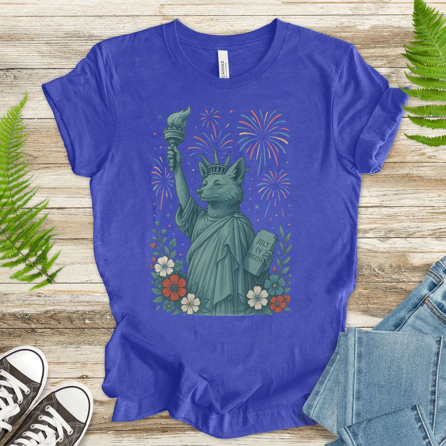 Fox Statue of Liberty 4th of July T-Shirt