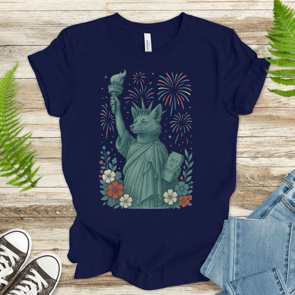 Fox Statue of Liberty 4th of July T-Shirt