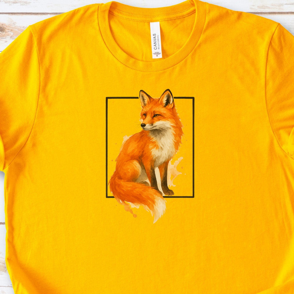 Fox Watercolor Style T-Shirt – Mystical Woodland Spirit