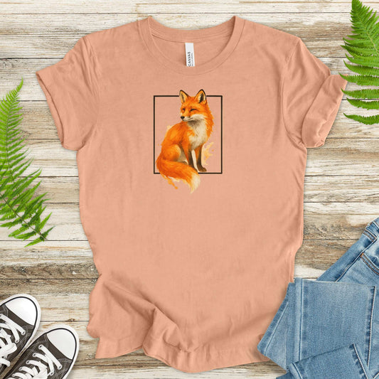 Fox Watercolor Style T-Shirt – Mystical Woodland Spirit
