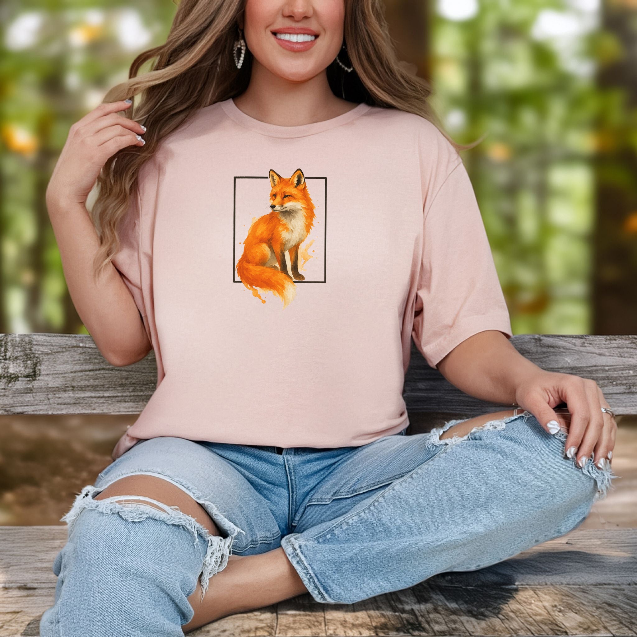 Fox Watercolor Style T-Shirt – Mystical Woodland Spirit