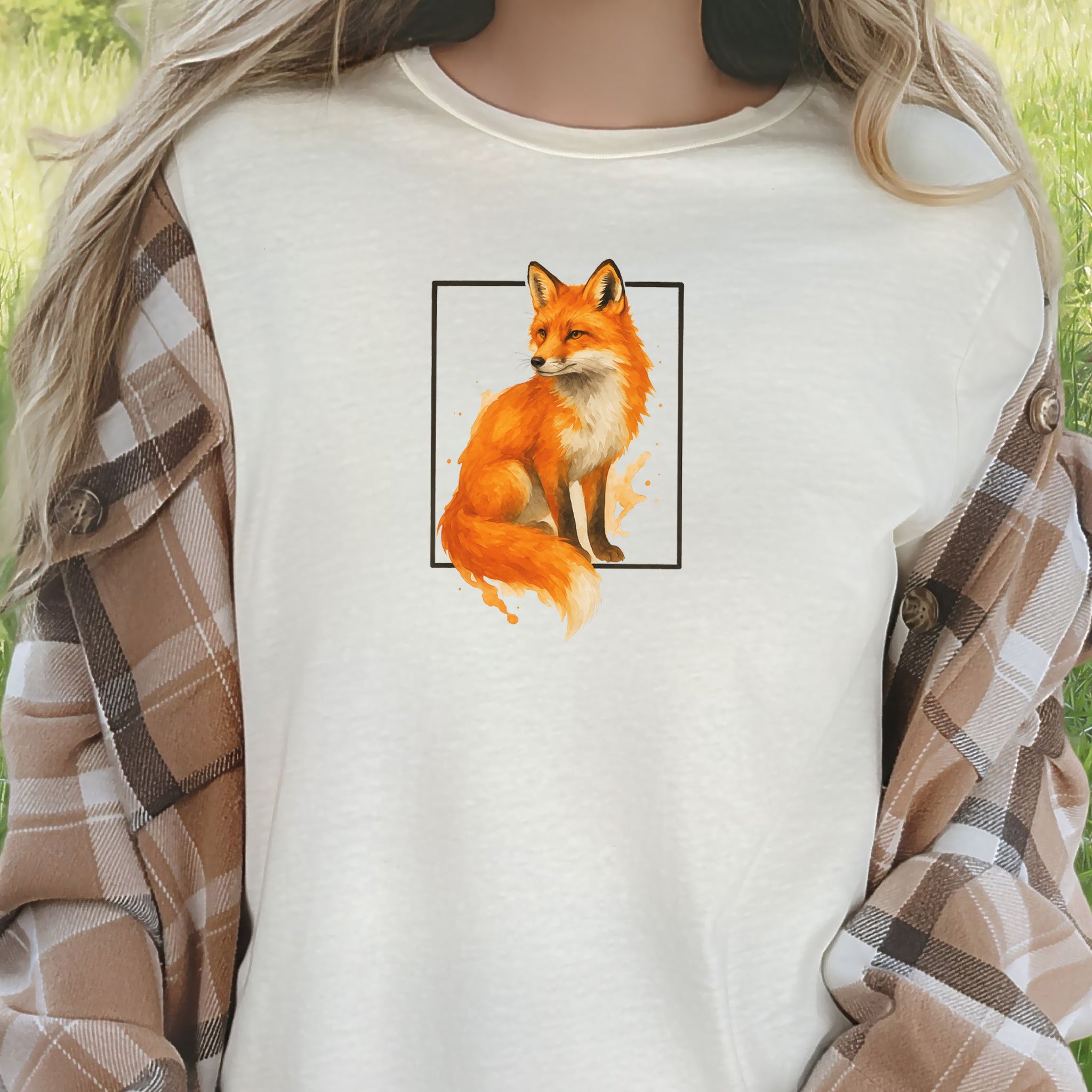 Fox Watercolor Style T-Shirt – Mystical Woodland Spirit