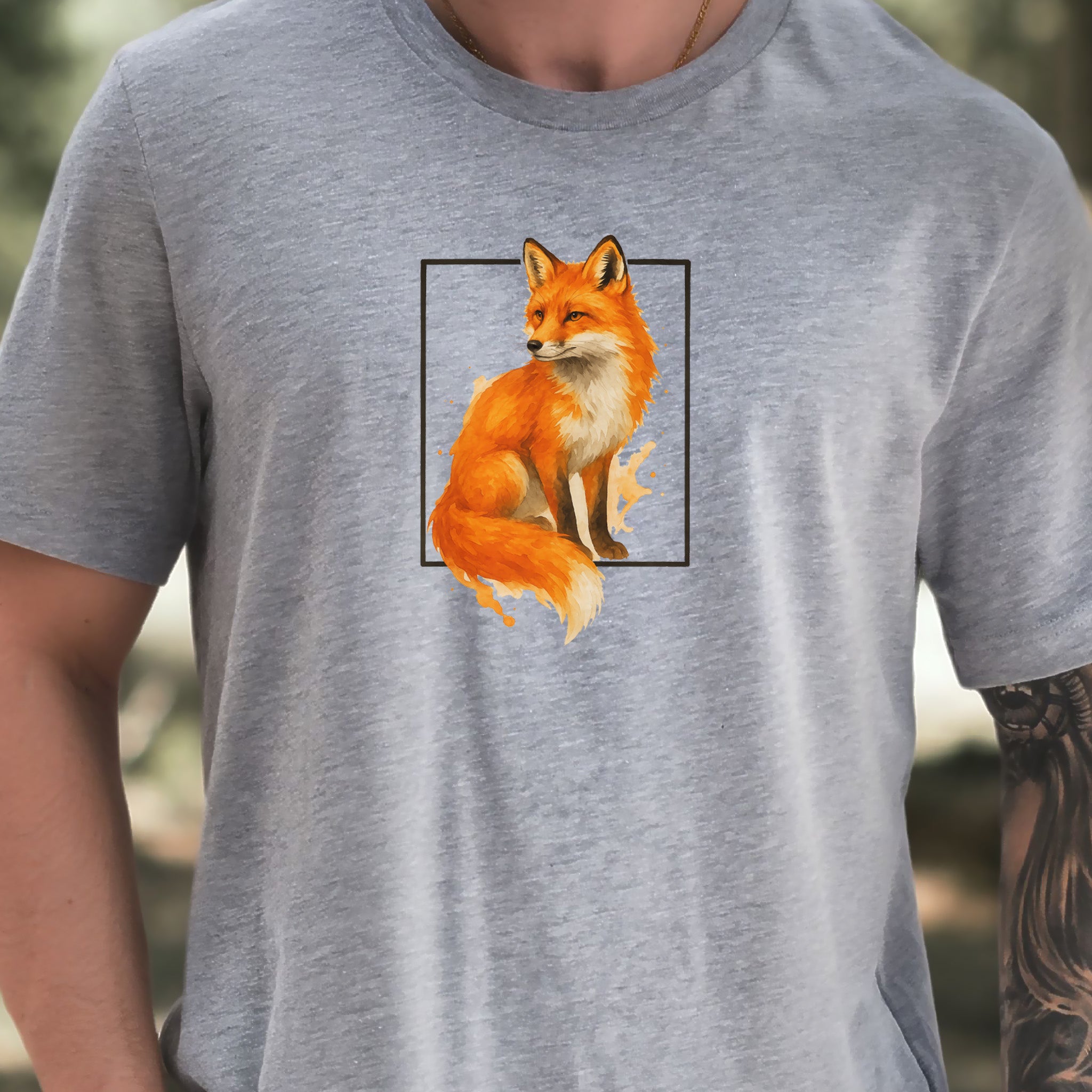 Fox Watercolor Style T-Shirt – Mystical Woodland Spirit