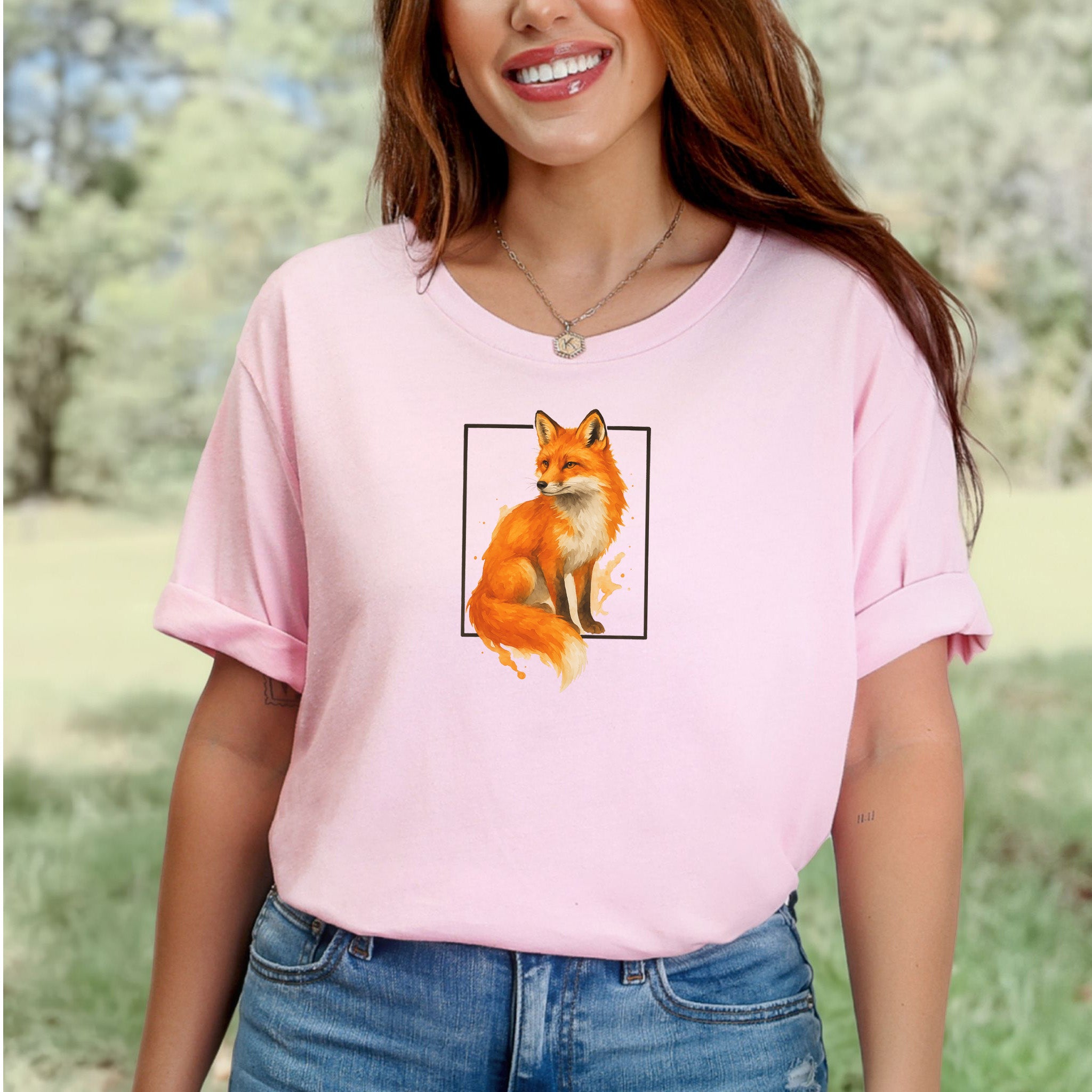 Fox Watercolor Style T-Shirt – Mystical Woodland Spirit