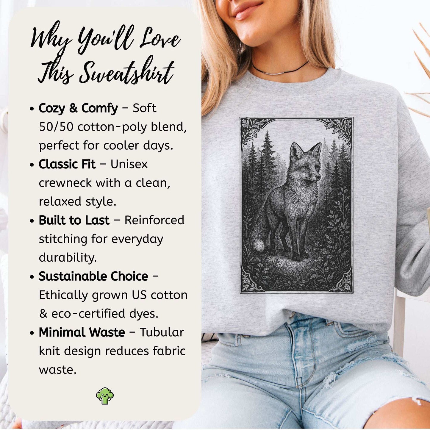Forest Fox Sweatshirt – Clever Spirit Guide with Woodland Wisdom
