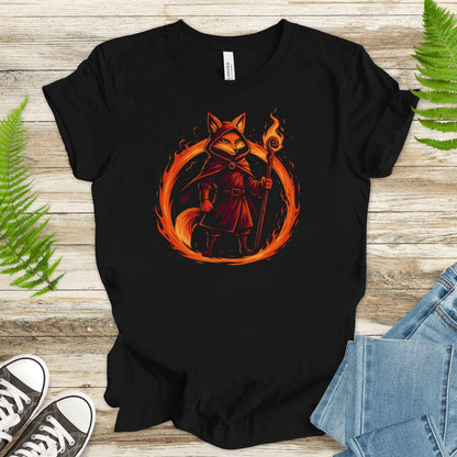Flame Circle Fox Wizard Fantasy T-Shirt