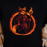 Flame Circle Fox Wizard Fantasy T-Shirt