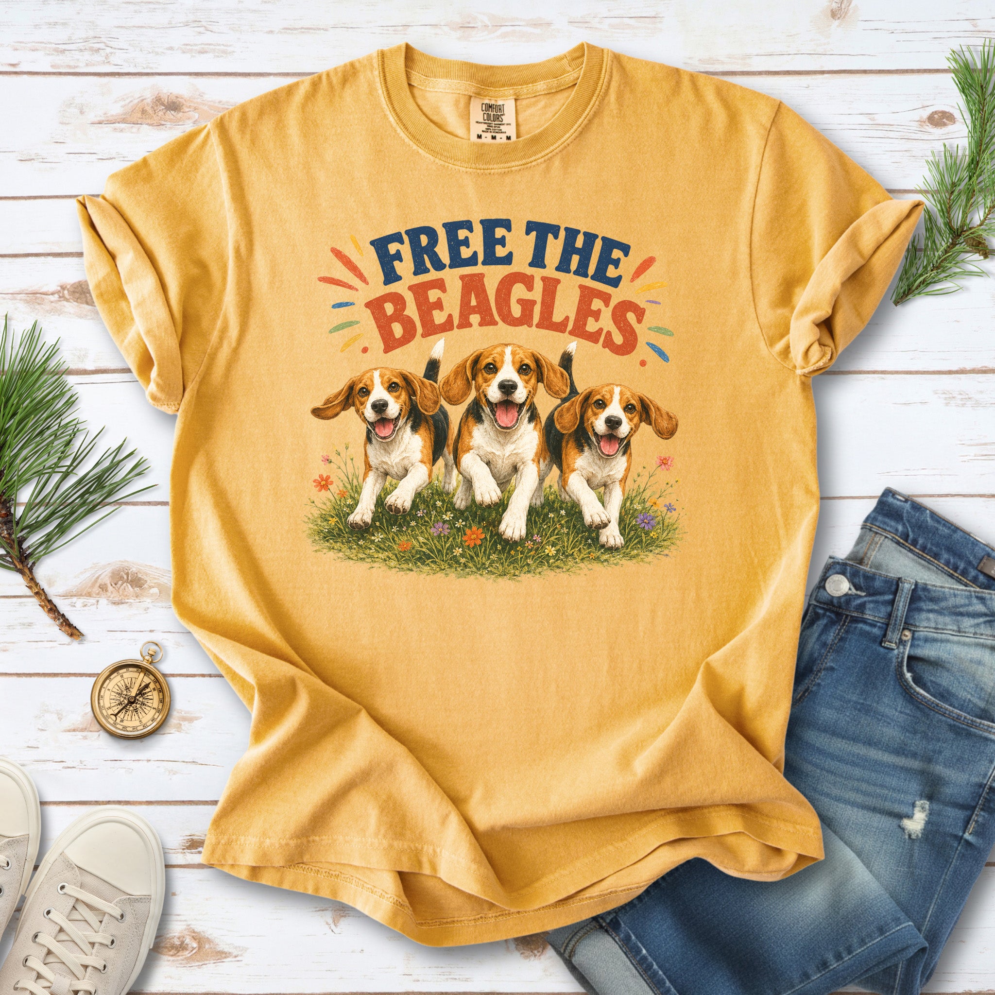 Free the Beagles Comfort Colors Shirt – Rescue Dog Wildflower Tee