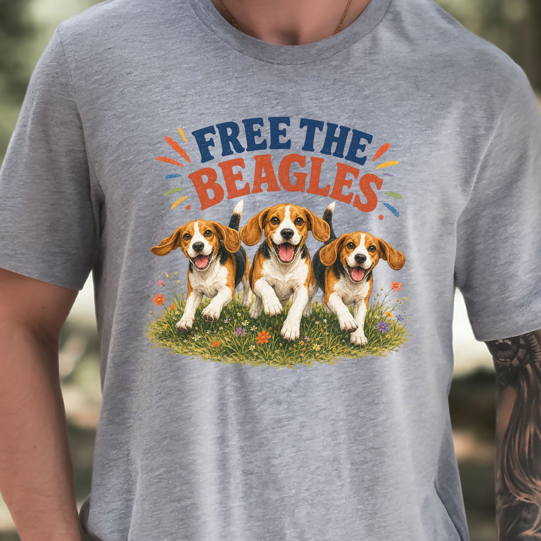 Free the Beagles End Animal Testing Rescue Dog Wildflower T-Shirt
