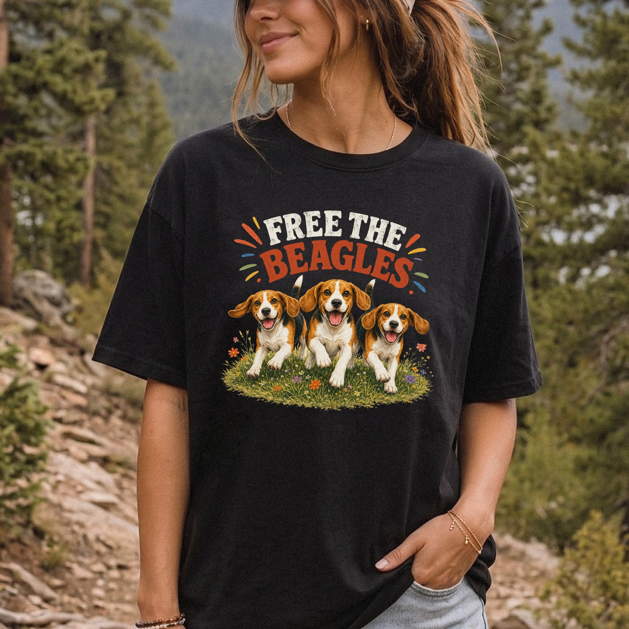 Free the Beagles Comfort Colors Shirt – Rescue Dog Wildflower Tee