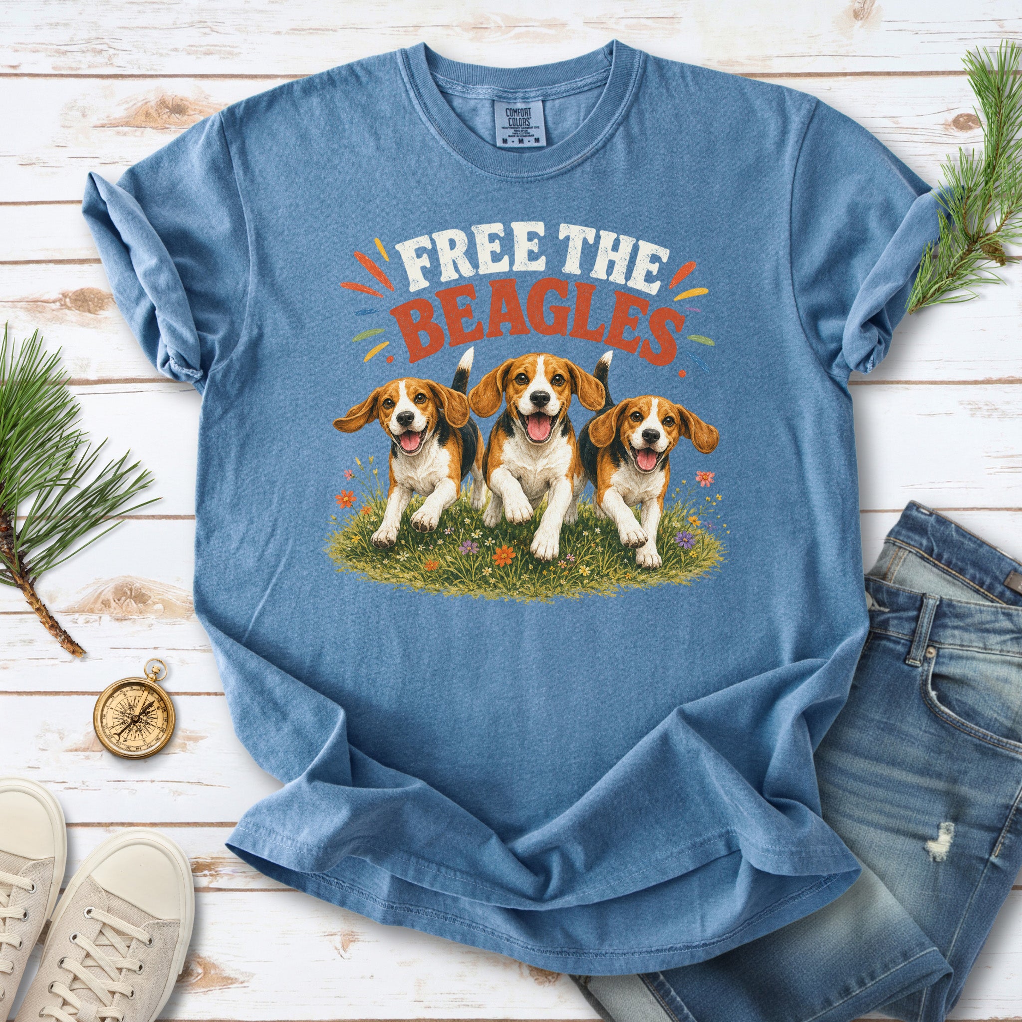 Free the Beagles Comfort Colors Shirt – Rescue Dog Wildflower Tee