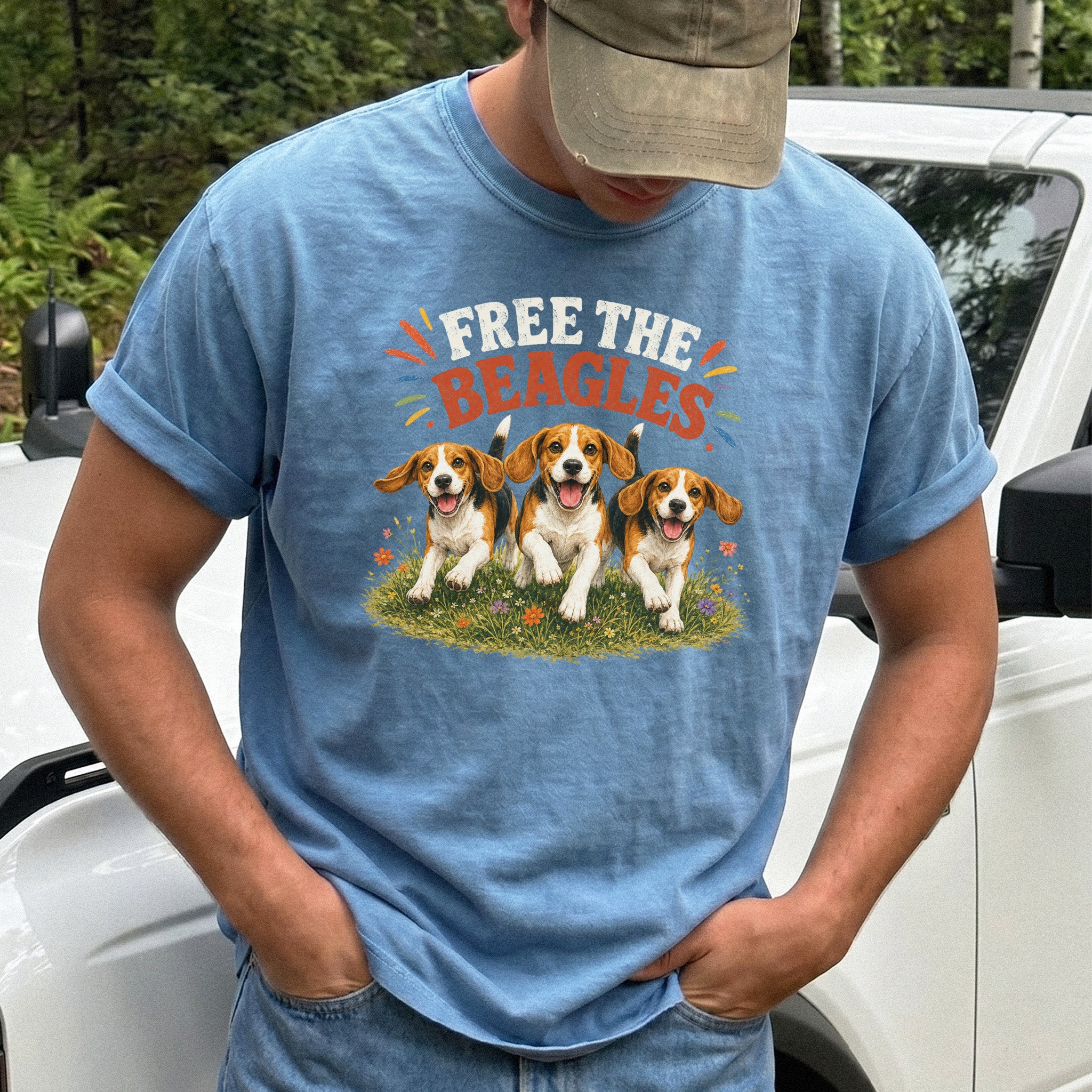 Free the Beagles Comfort Colors Shirt – Rescue Dog Wildflower Tee
