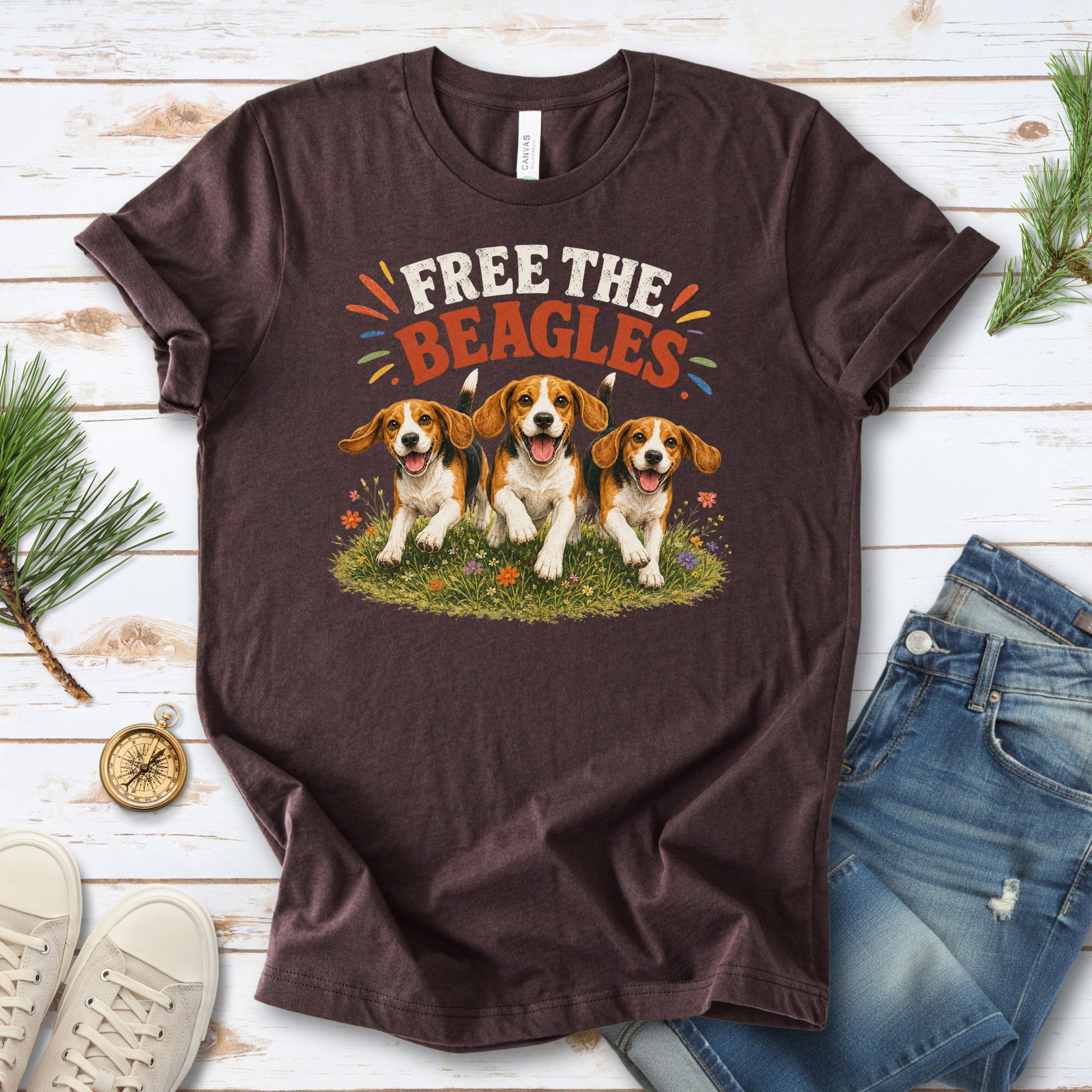 Free the Beagles End Animal Testing Rescue Dog Wildflower T-Shirt