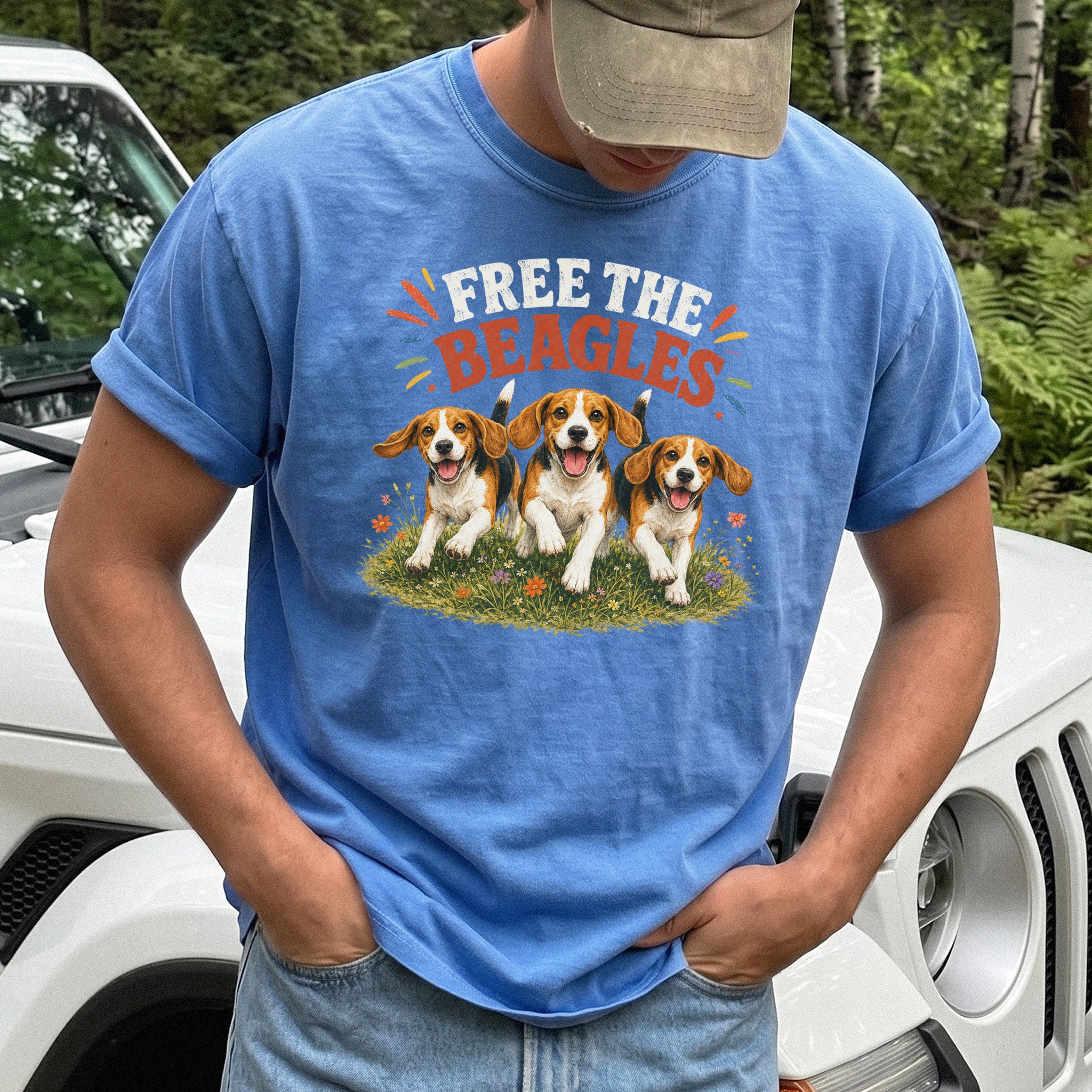 Free the Beagles Comfort Colors Shirt – Rescue Dog Wildflower Tee