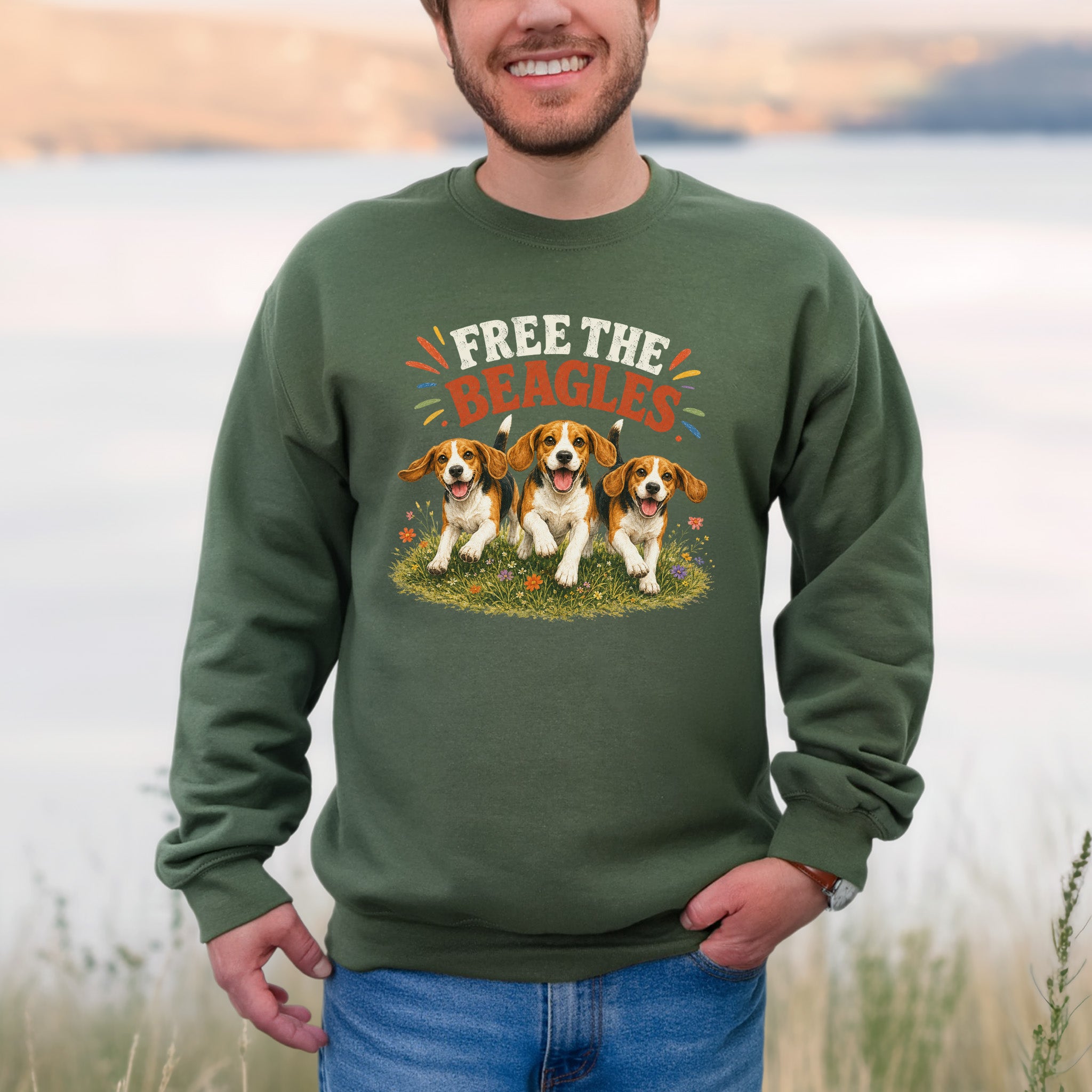 Free the Beagles End Animal Testing Rescue Dog Wildflower Sweatshirt