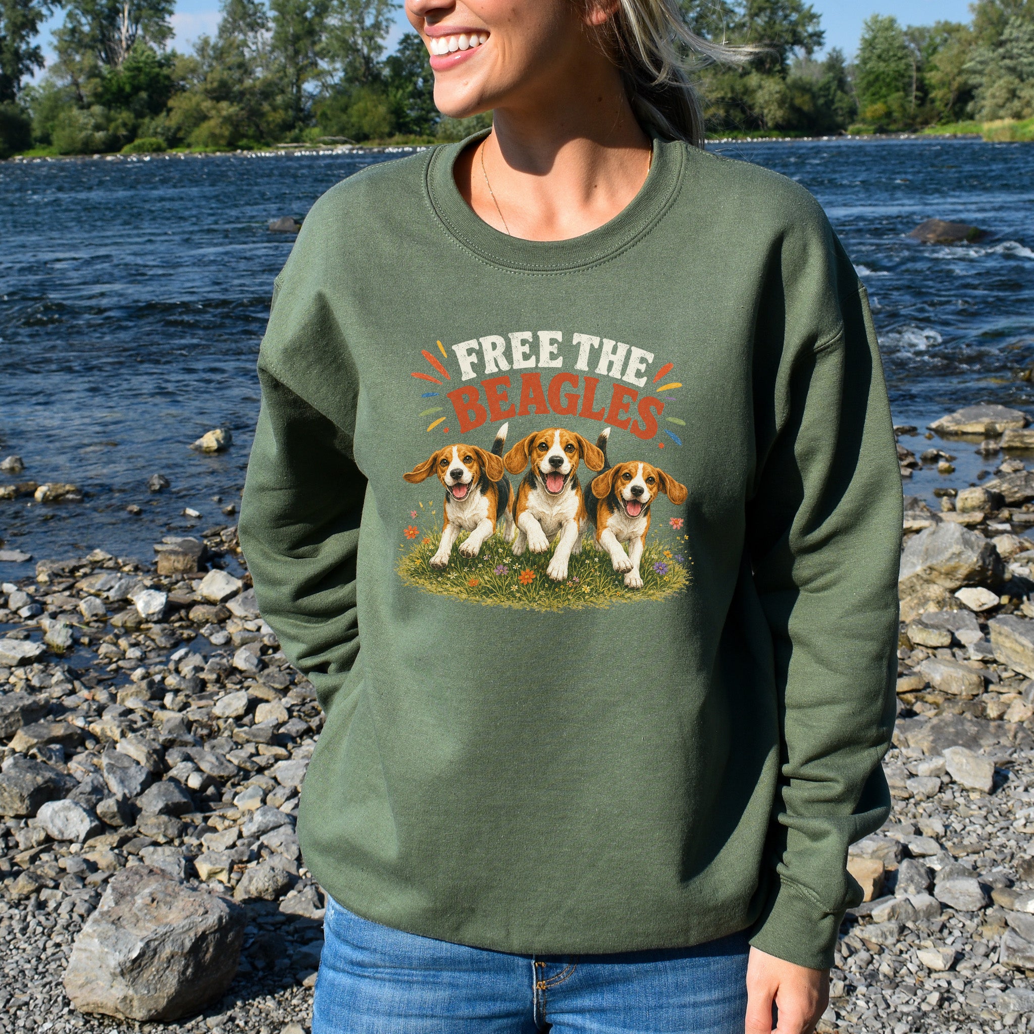 Free the Beagles End Animal Testing Rescue Dog Wildflower Sweatshirt