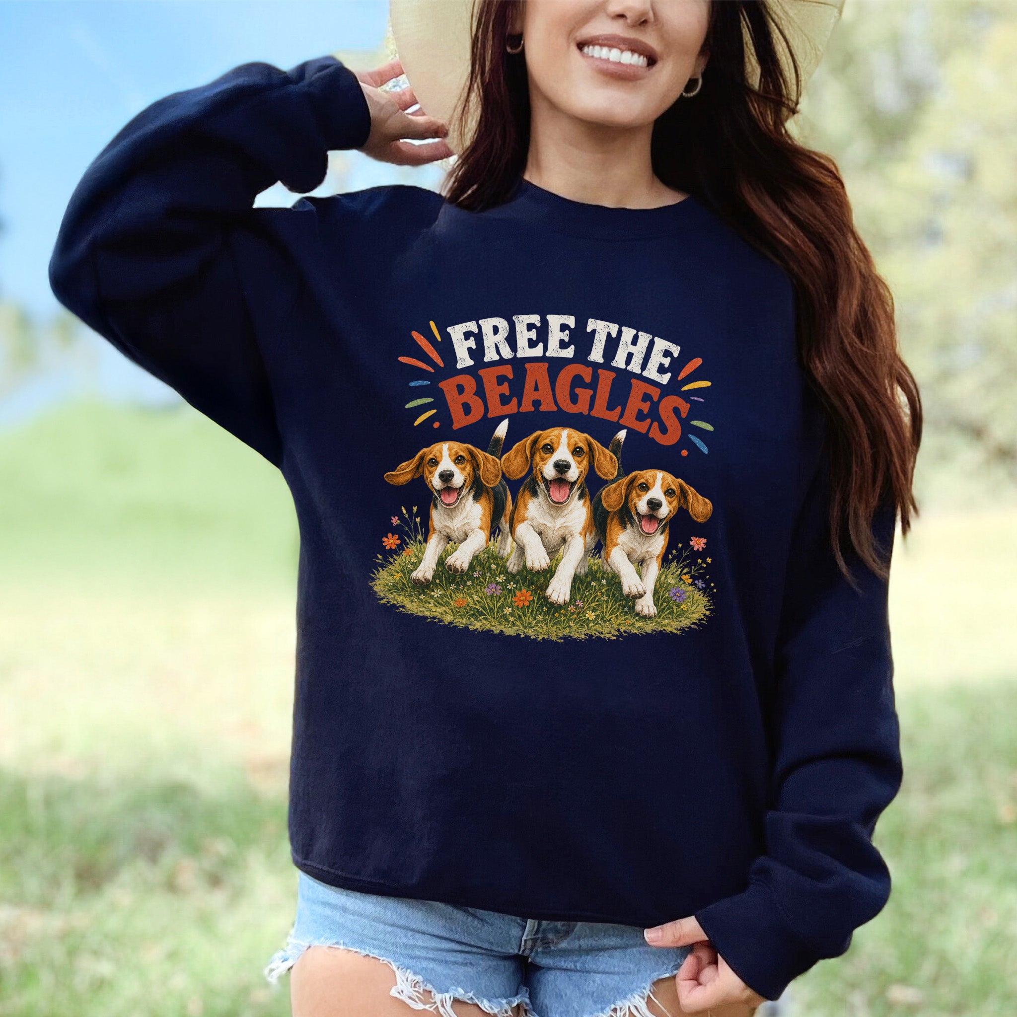 Free the Beagles End Animal Testing Rescue Dog Wildflower Sweatshirt
