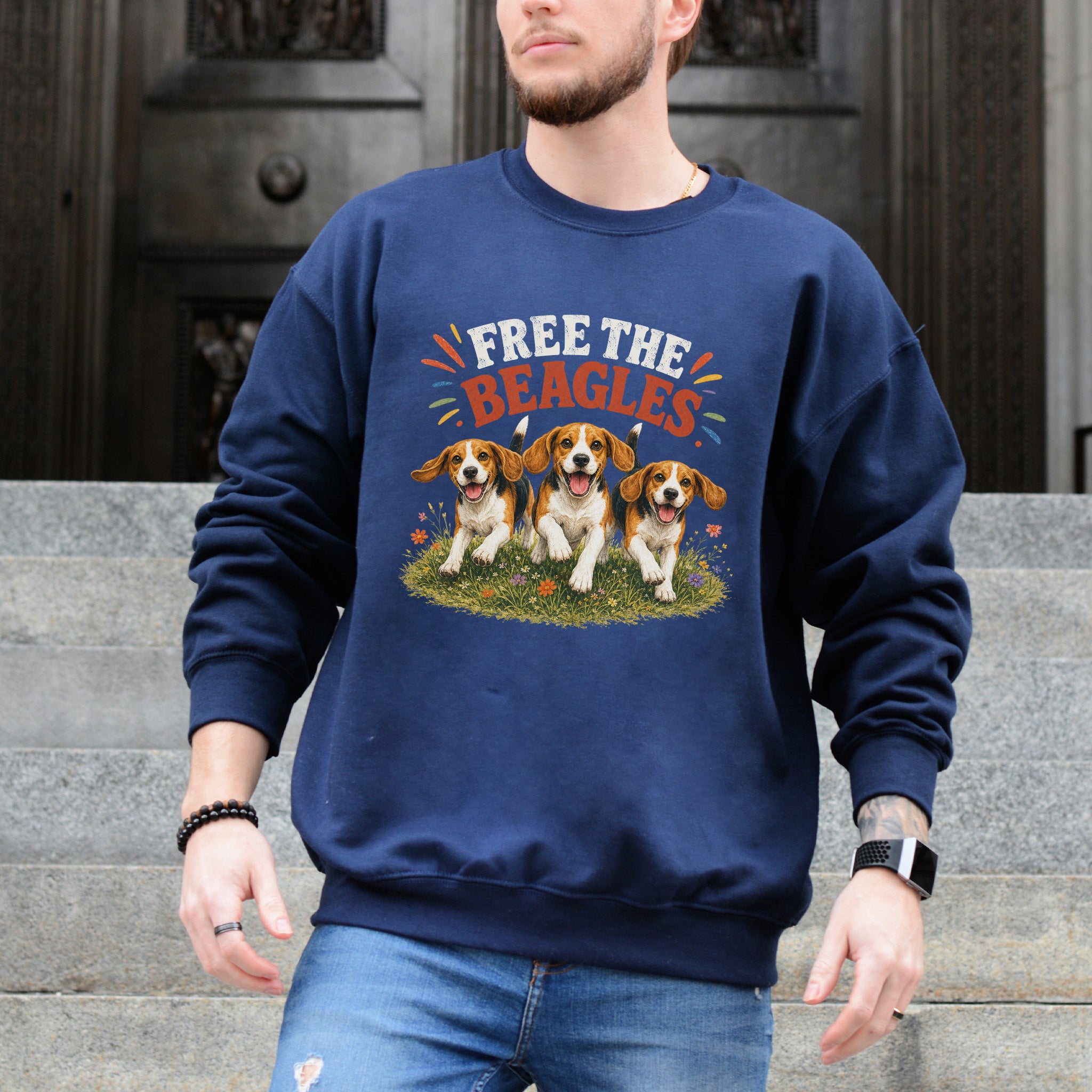 Free the Beagles End Animal Testing Rescue Dog Wildflower Sweatshirt