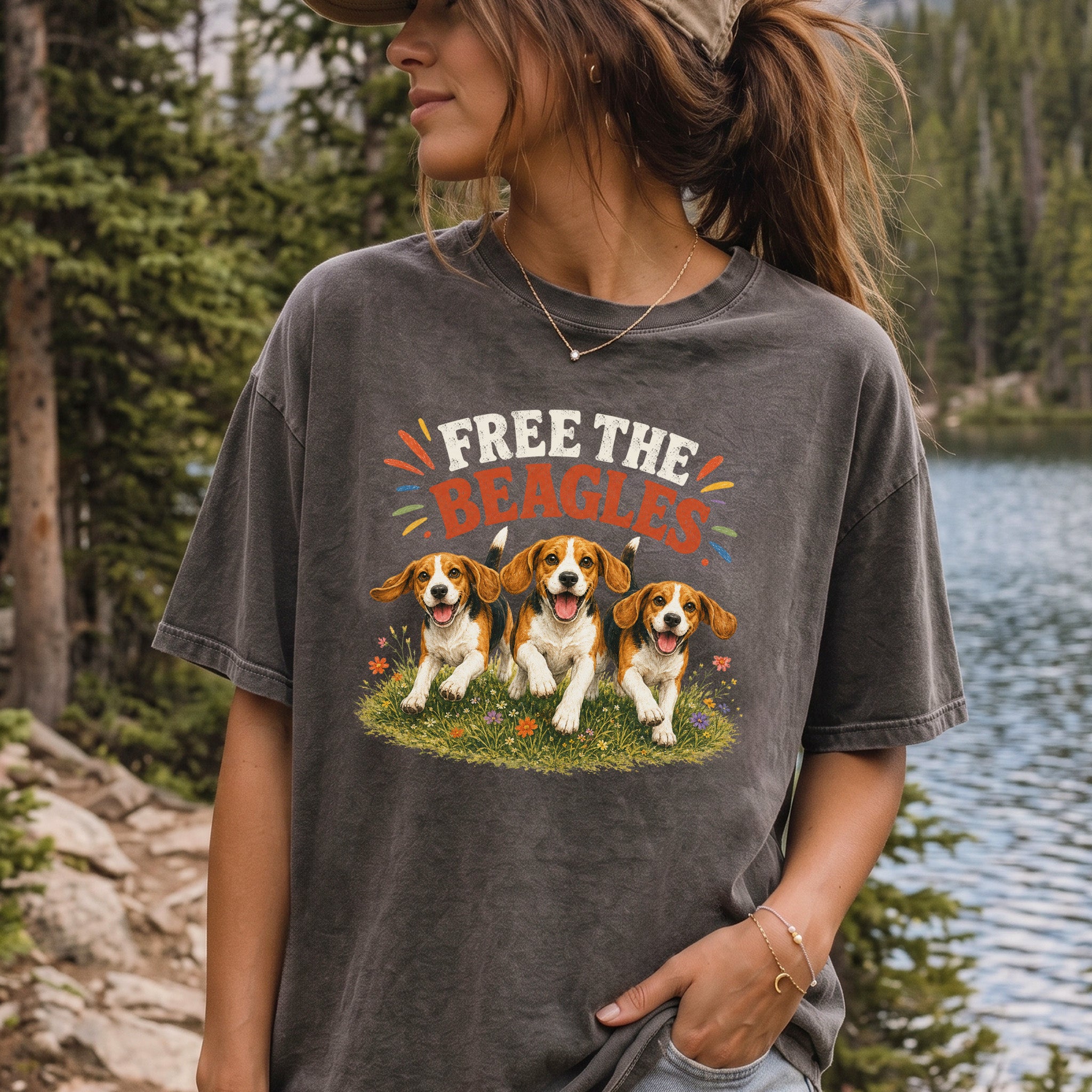 Free the Beagles Comfort Colors Shirt – Rescue Dog Wildflower Tee