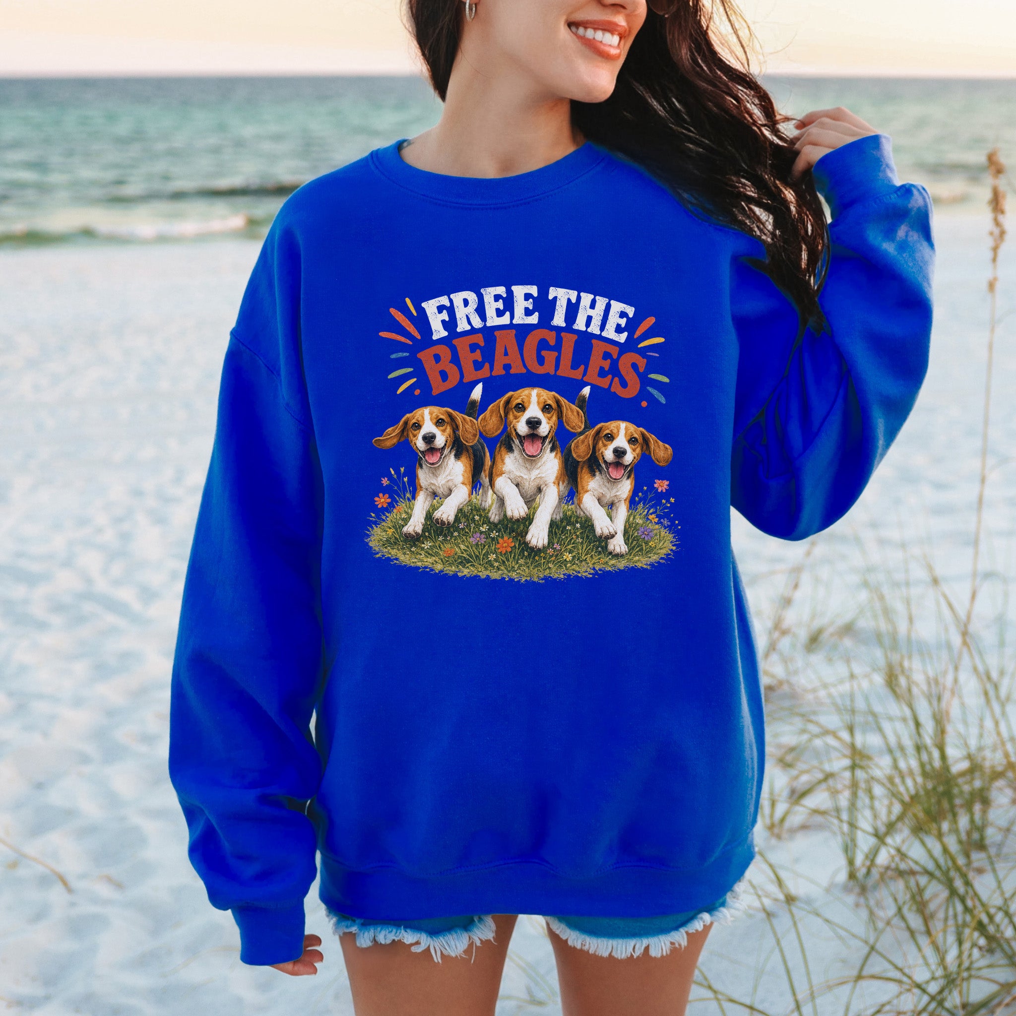Free the Beagles End Animal Testing Rescue Dog Wildflower Sweatshirt