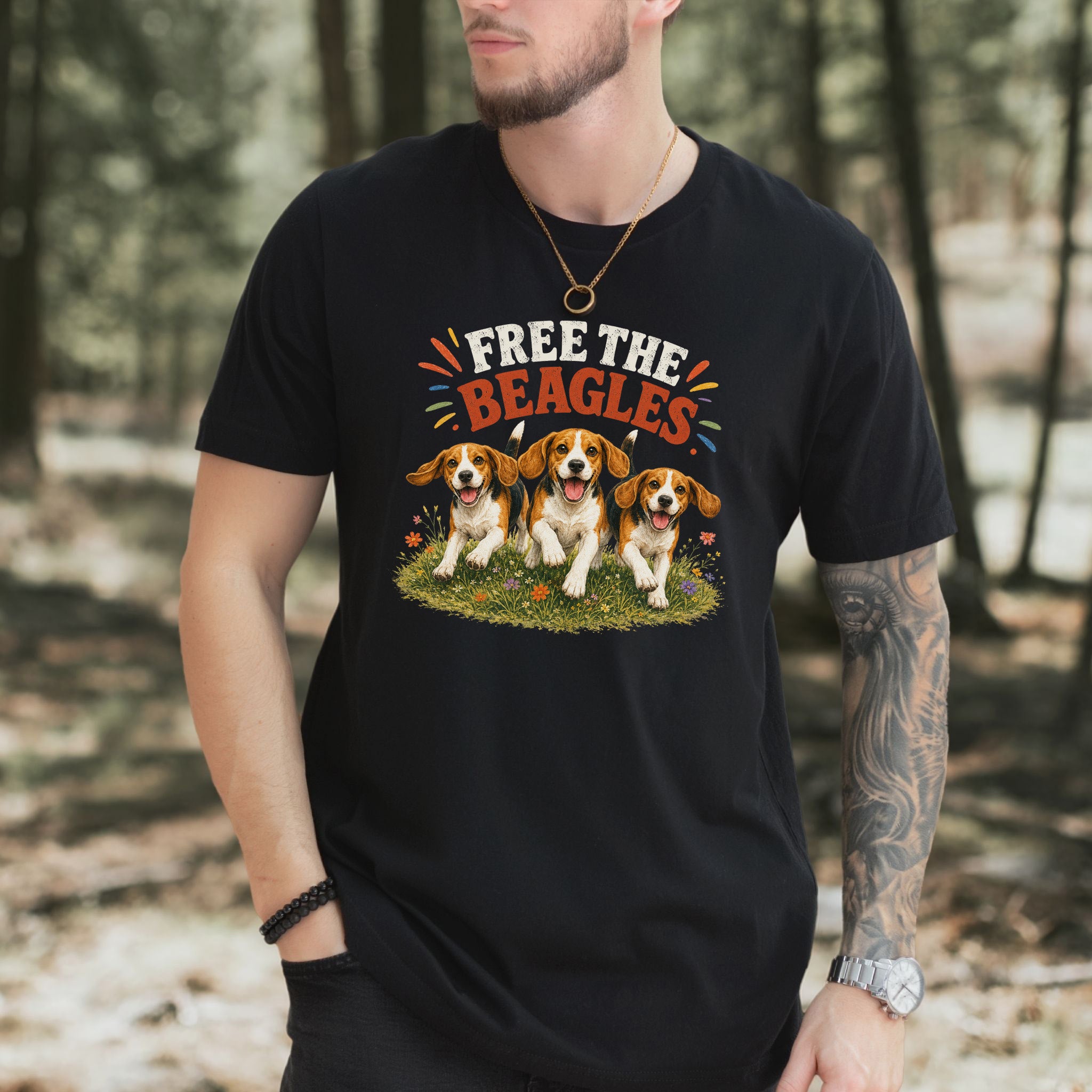 Free the Beagles End Animal Testing Rescue Dog Wildflower T-Shirt