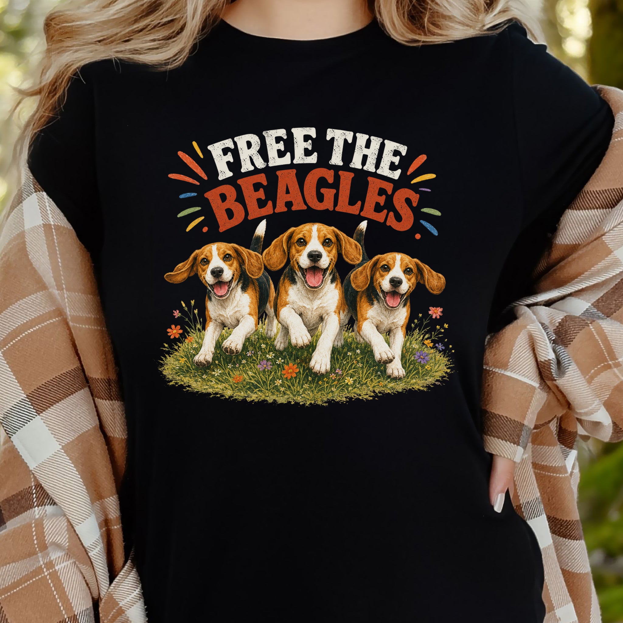 Free the Beagles End Animal Testing Rescue Dog Wildflower T-Shirt