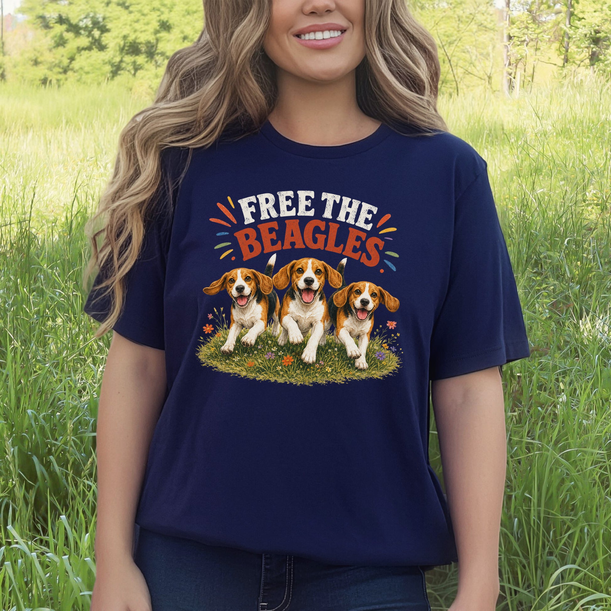 Free the Beagles End Animal Testing Rescue Dog Wildflower T-Shirt