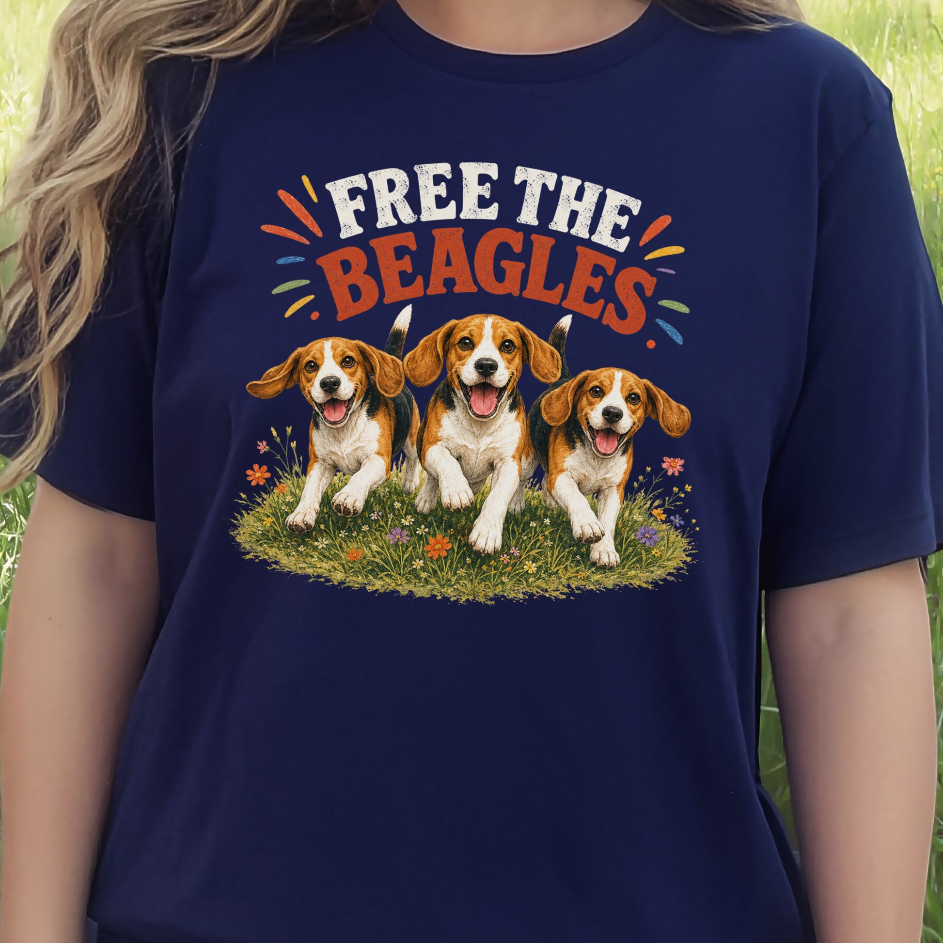Free the Beagles End Animal Testing Rescue Dog Wildflower T-Shirt