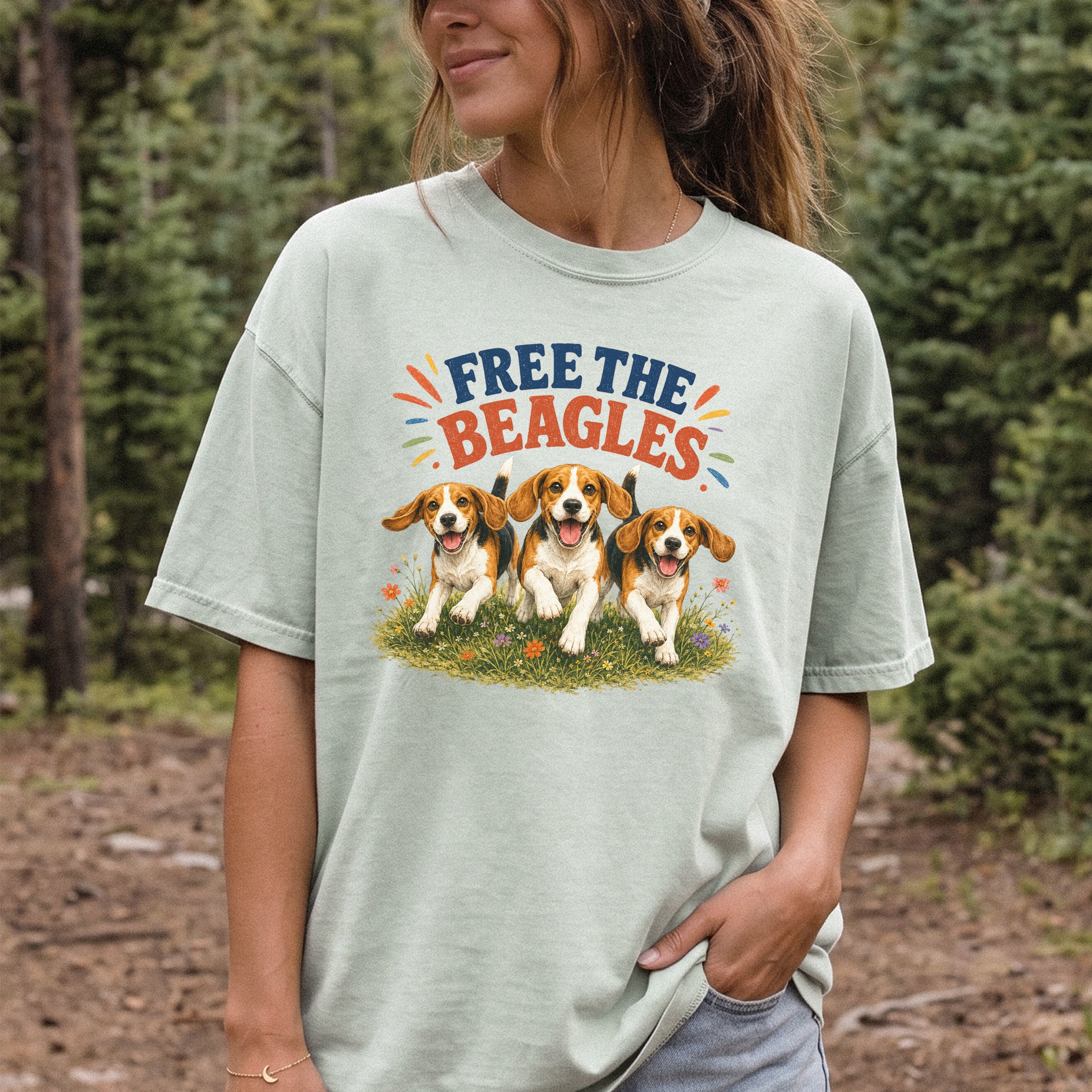 Free the Beagles Comfort Colors Shirt – Rescue Dog Wildflower Tee