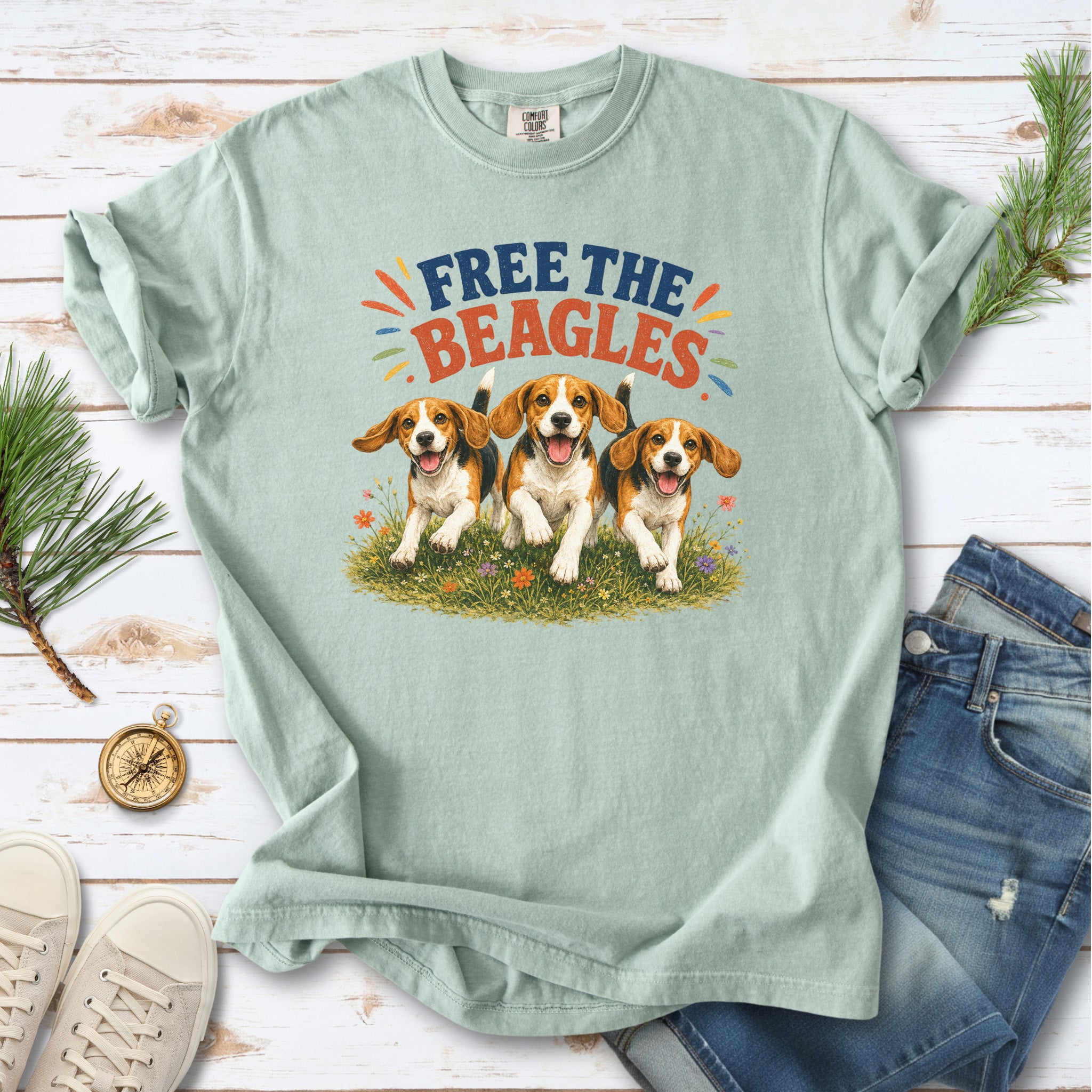 Free the Beagles Comfort Colors Shirt – Rescue Dog Wildflower Tee
