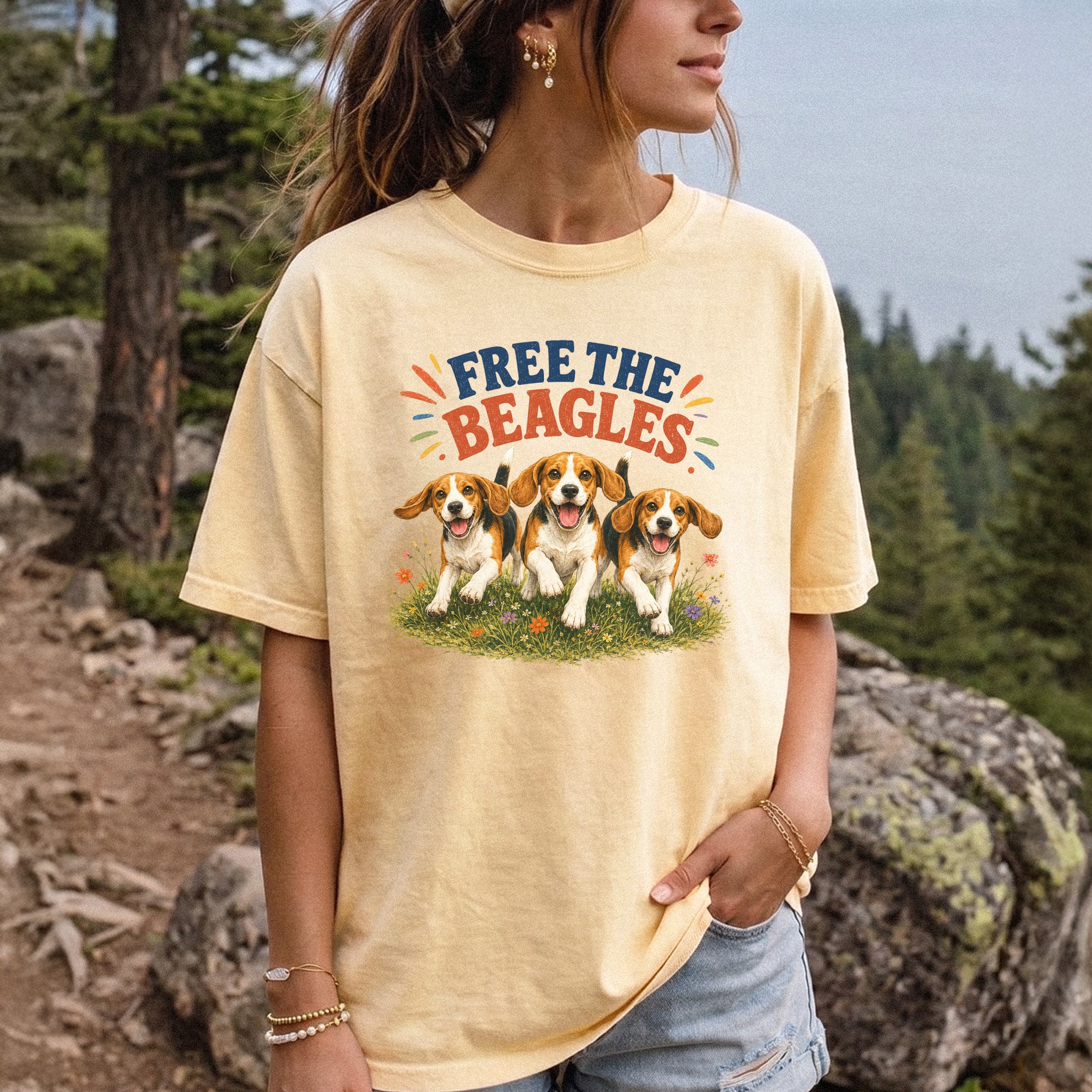 Free the Beagles Comfort Colors Shirt – Rescue Dog Wildflower Tee