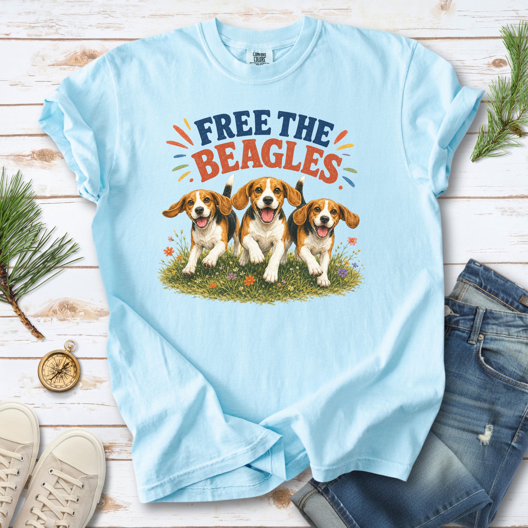 Free the Beagles Comfort Colors Shirt – Rescue Dog Wildflower Tee