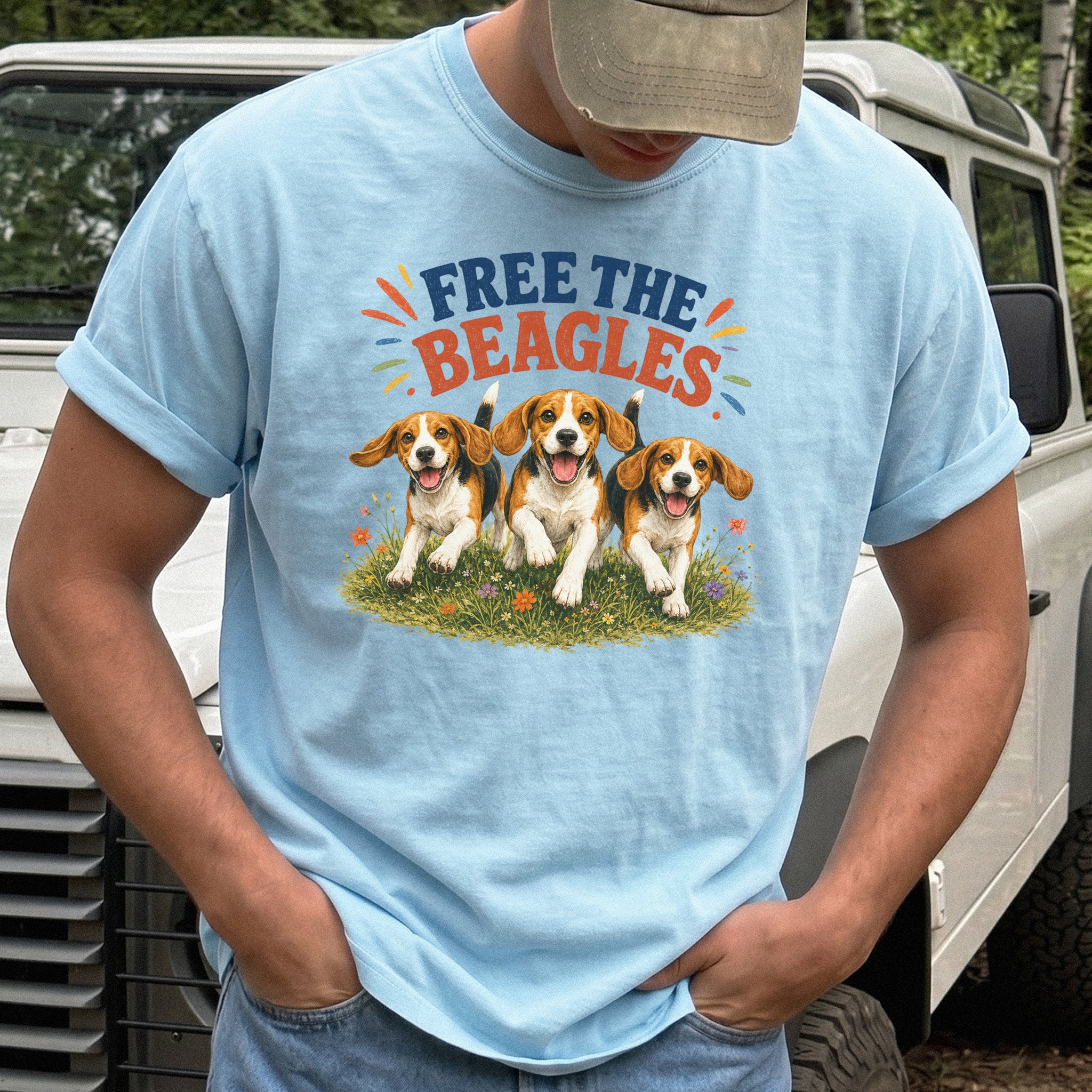 Free the Beagles Comfort Colors Shirt – Rescue Dog Wildflower Tee