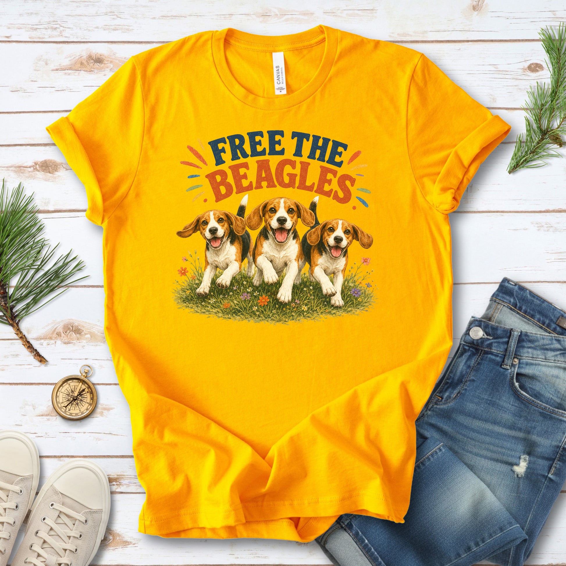 Free the Beagles End Animal Testing Rescue Dog Wildflower T-Shirt