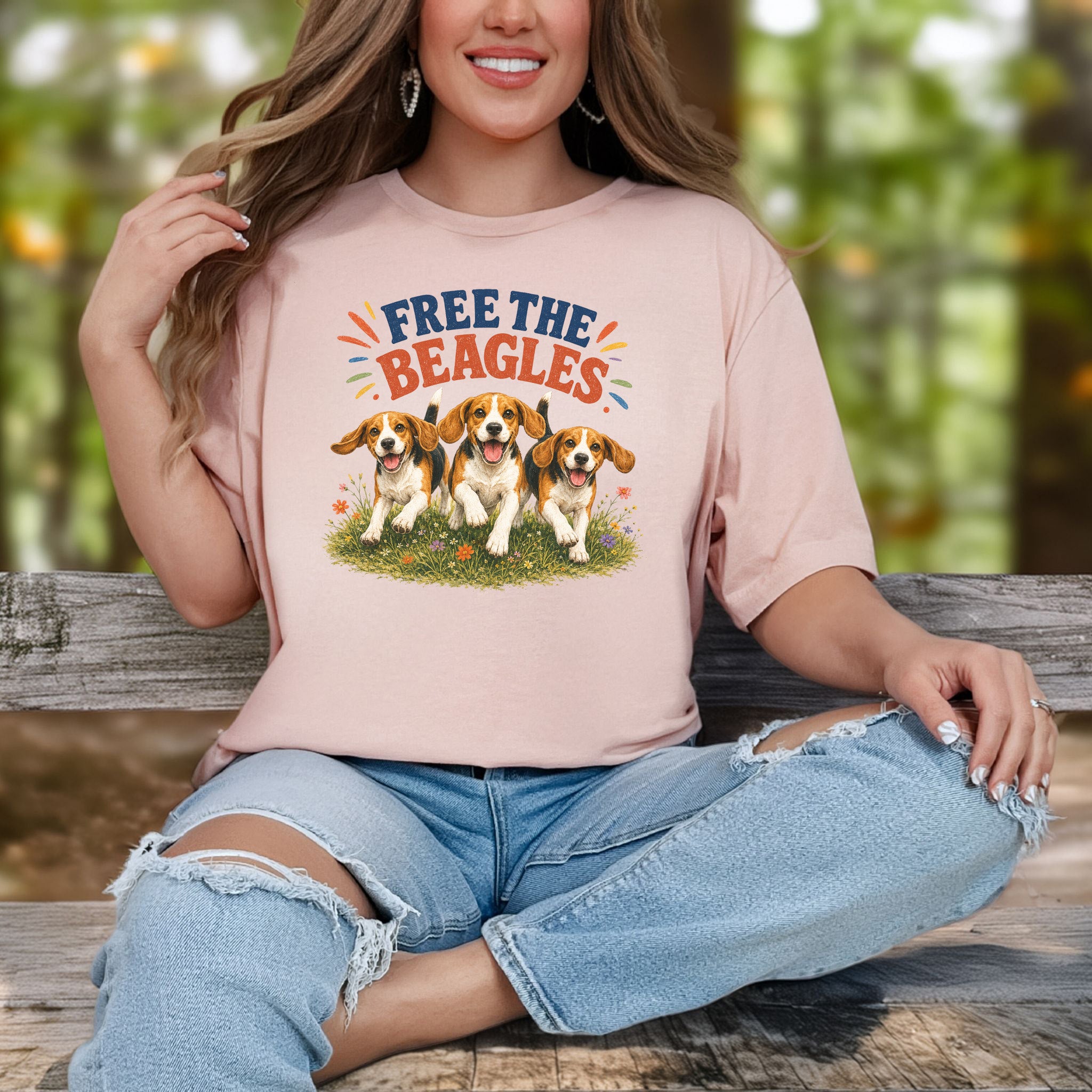 Free the Beagles End Animal Testing Rescue Dog Wildflower T-Shirt