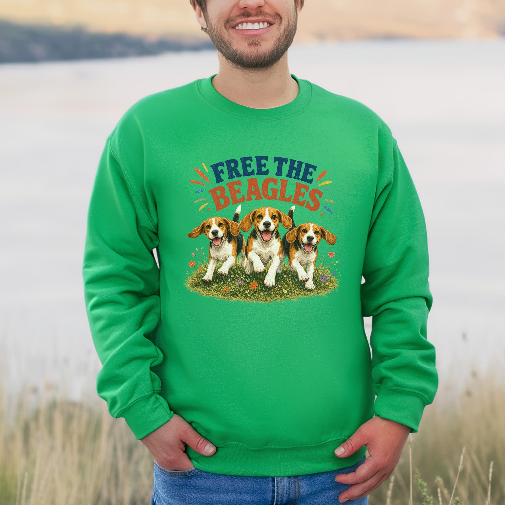 Free the Beagles End Animal Testing Rescue Dog Wildflower Sweatshirt