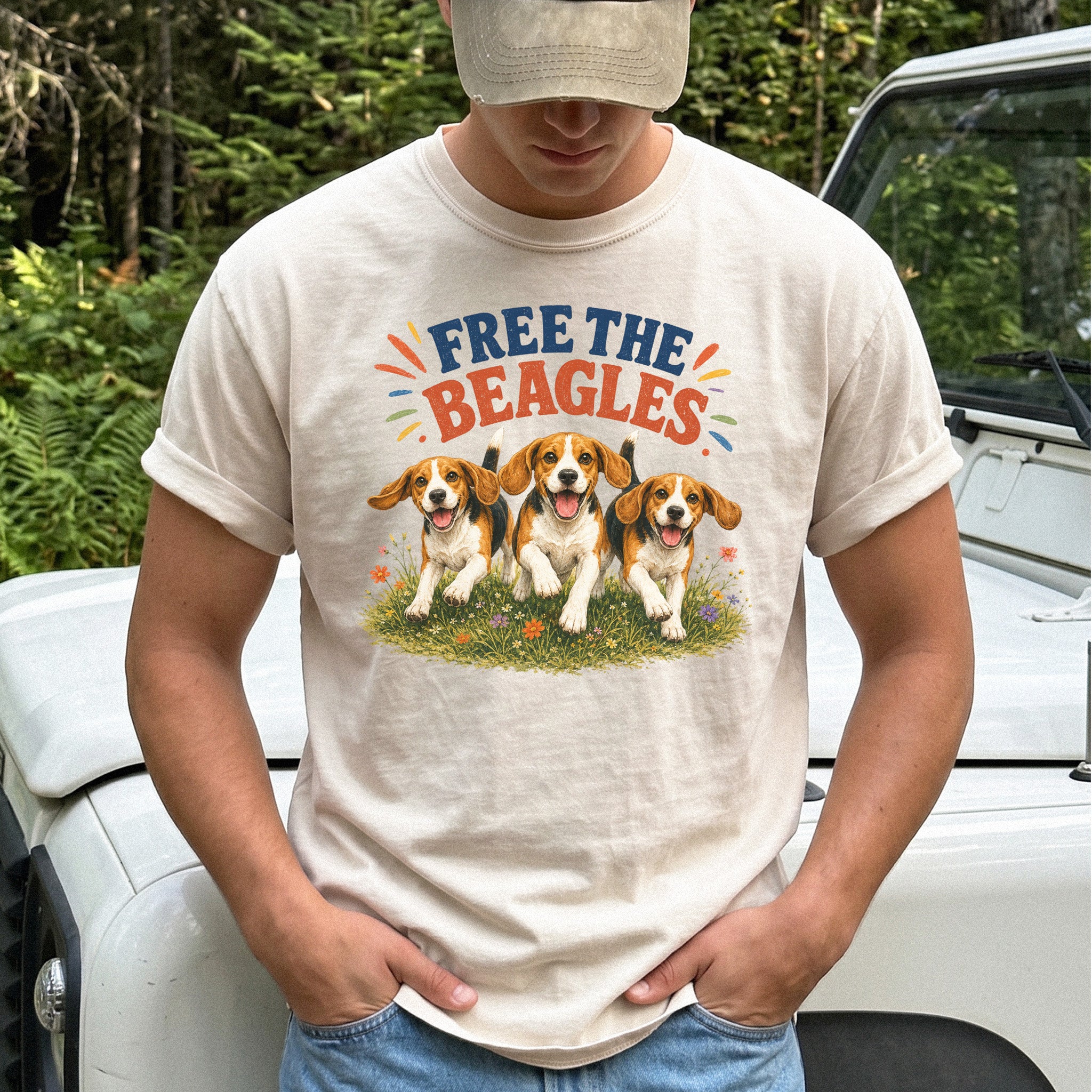 Free the Beagles Comfort Colors Shirt – Rescue Dog Wildflower Tee