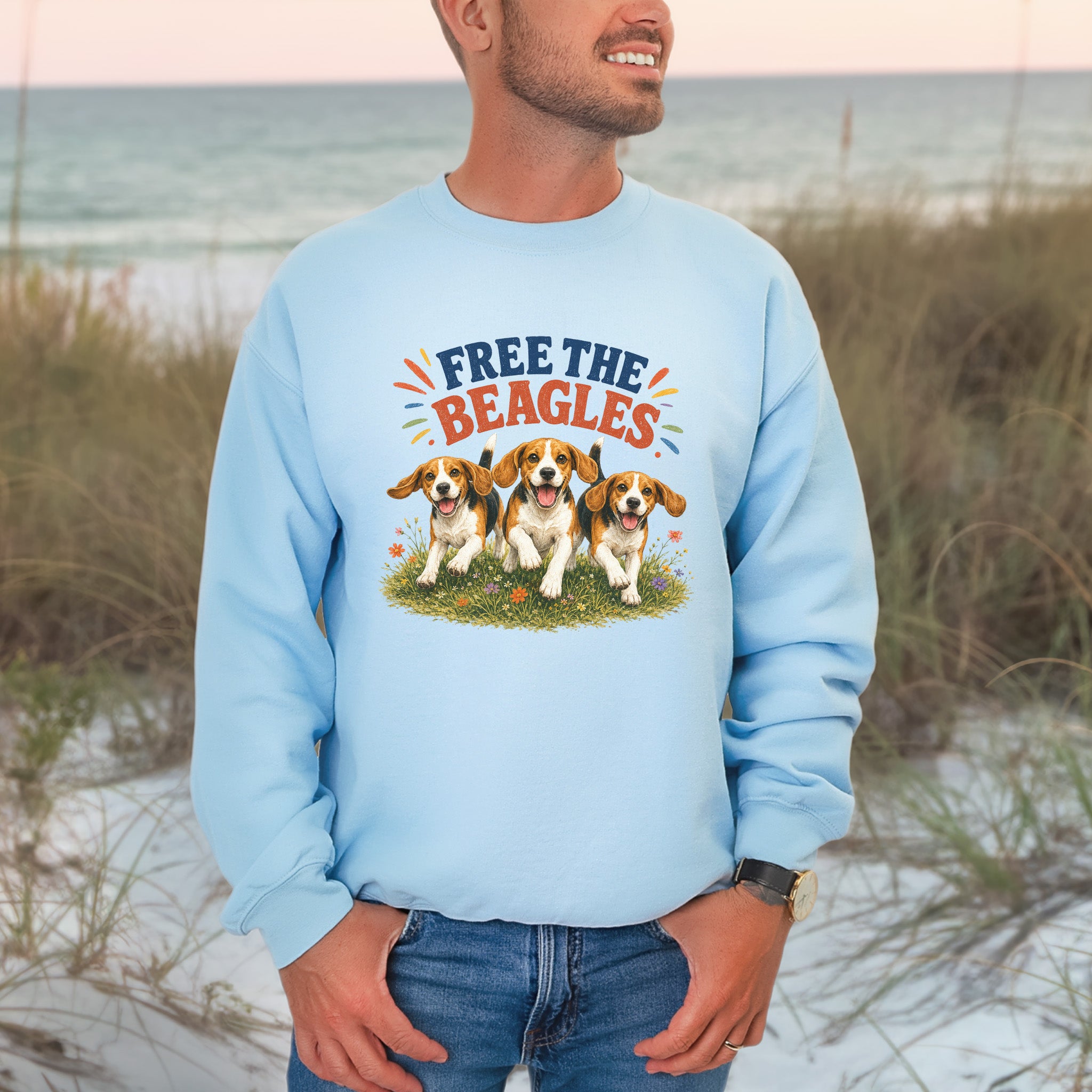 Free the Beagles End Animal Testing Rescue Dog Wildflower Sweatshirt