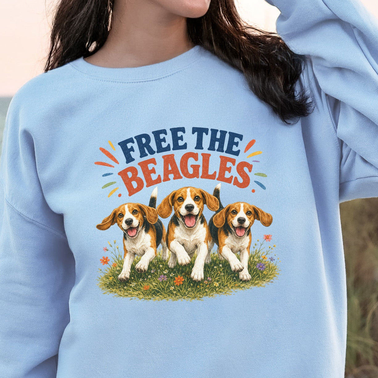 Free the Beagles End Animal Testing Rescue Dog Wildflower Sweatshirt