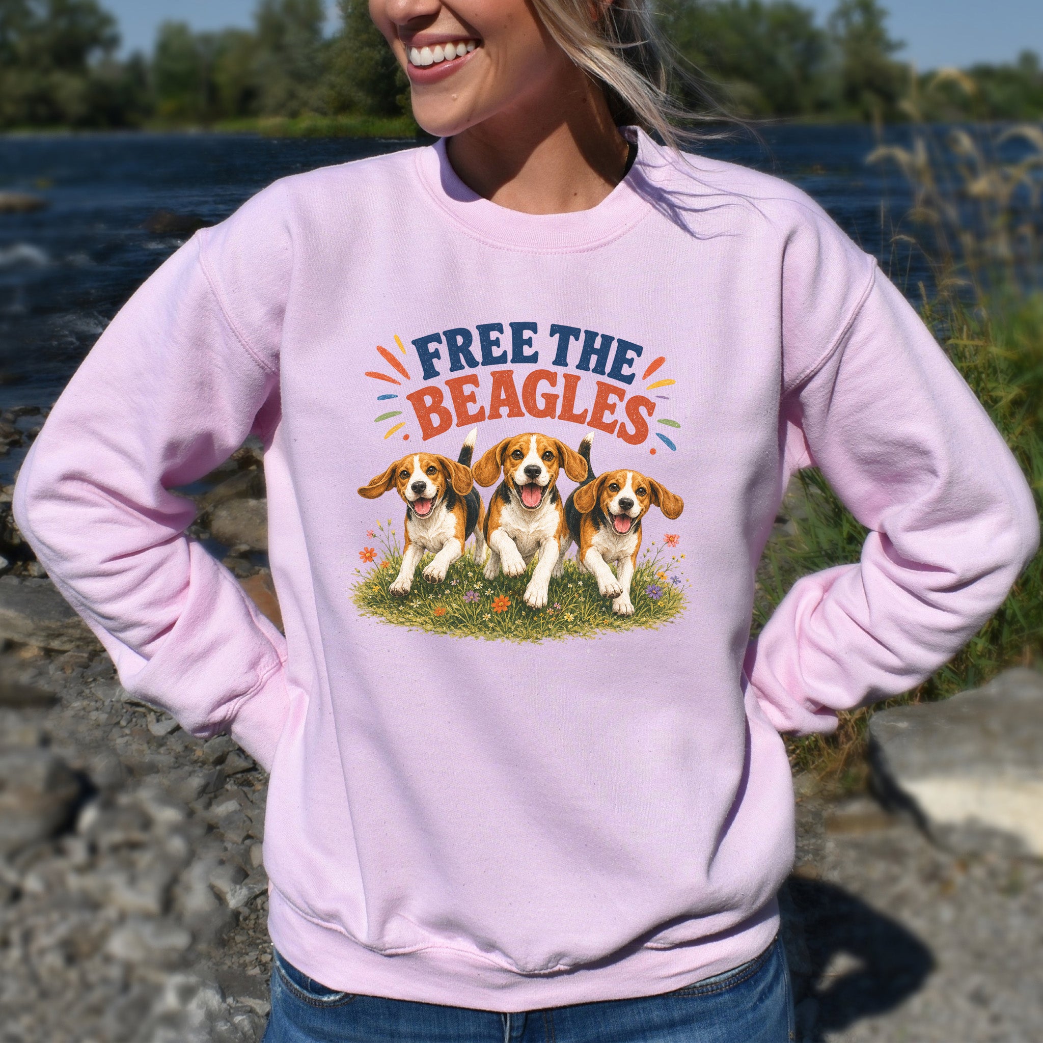 Free the Beagles End Animal Testing Rescue Dog Wildflower Sweatshirt